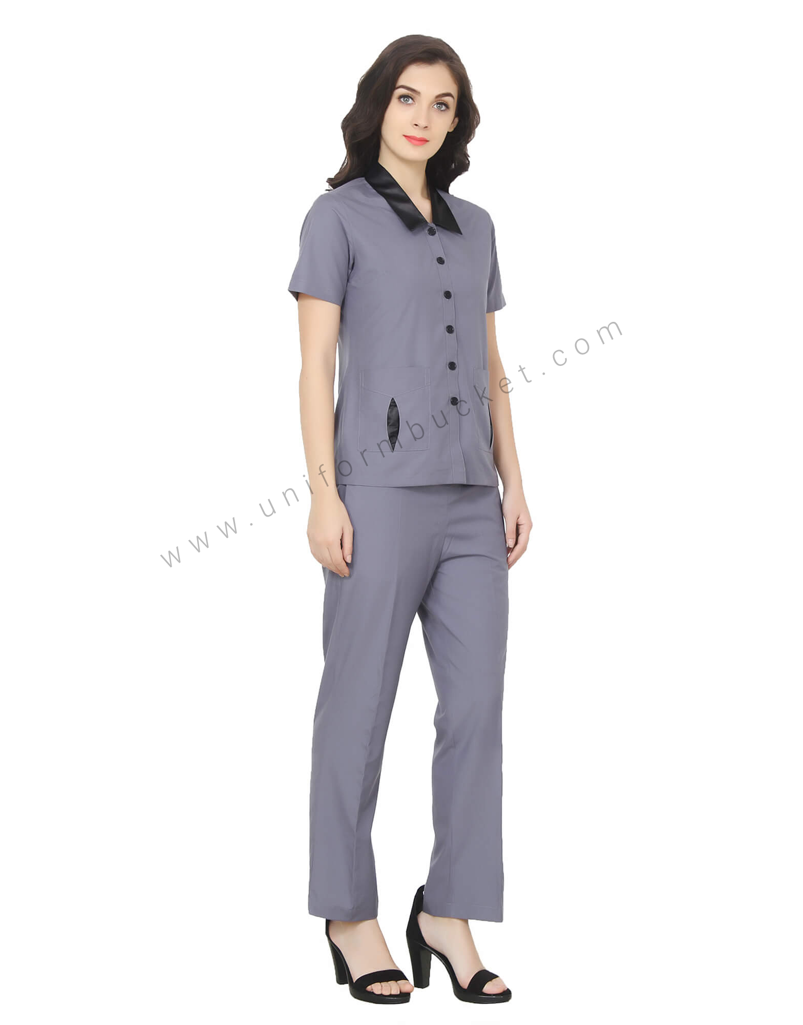 Formal Grey Tunic With Patch pockets thumbnail 2