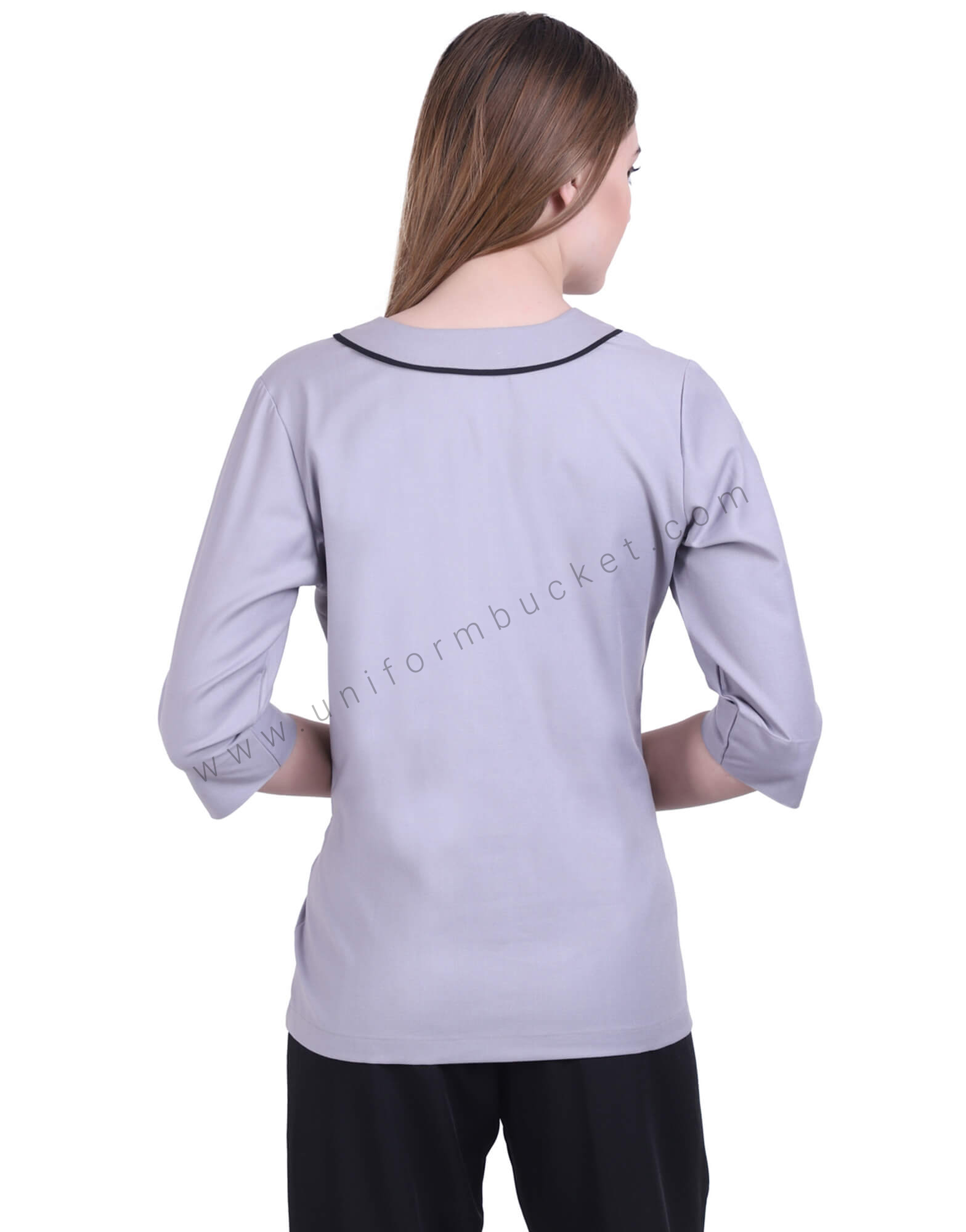 V Neck Grey Tunic With Stylish Slits thumbnail 3