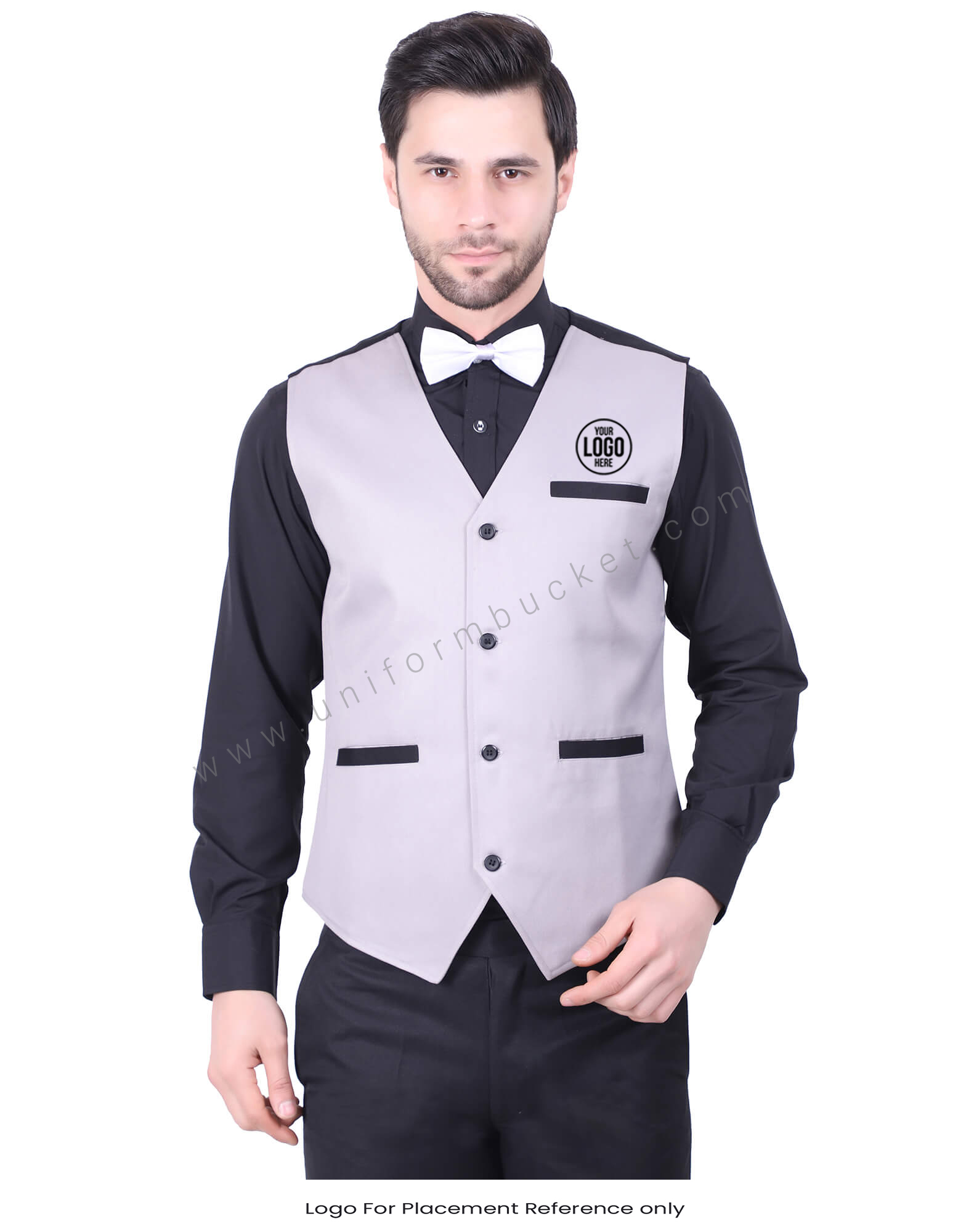 Grey Waistcoat With Black Trims thumbnail 4