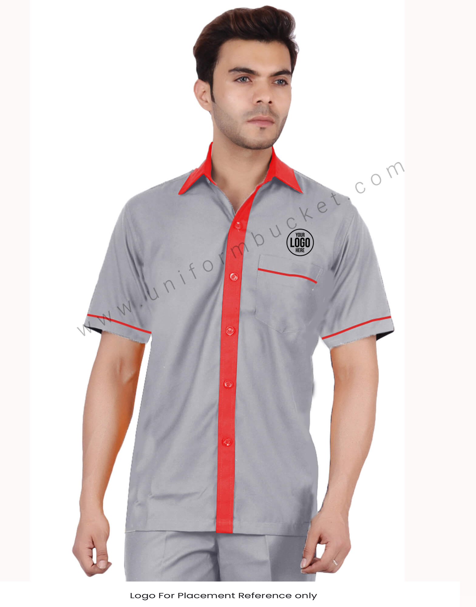 Grey workwear Shirt With Red Trims thumbnail 4
