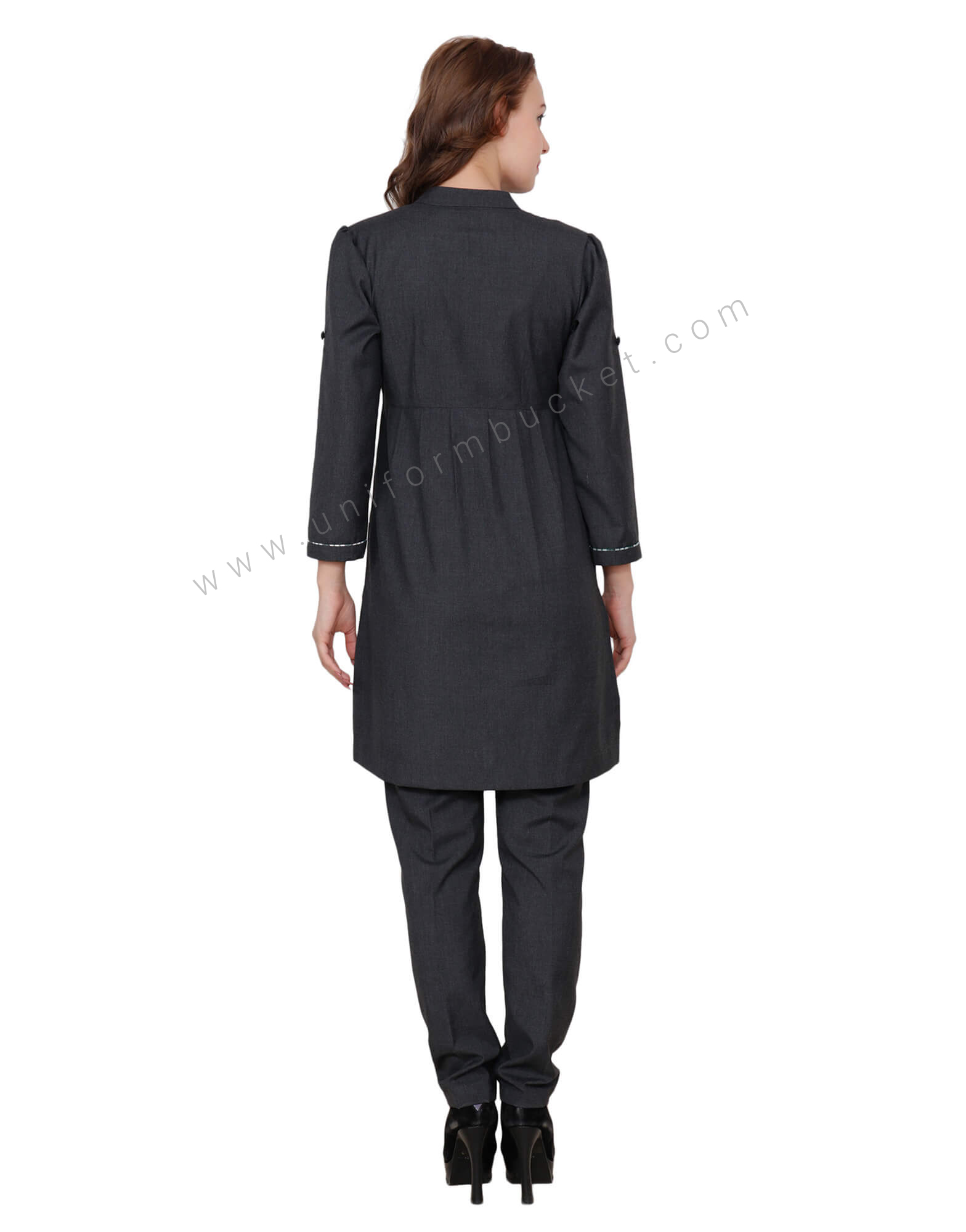 Grey Worsted Long Top With Side Slits thumbnail 3