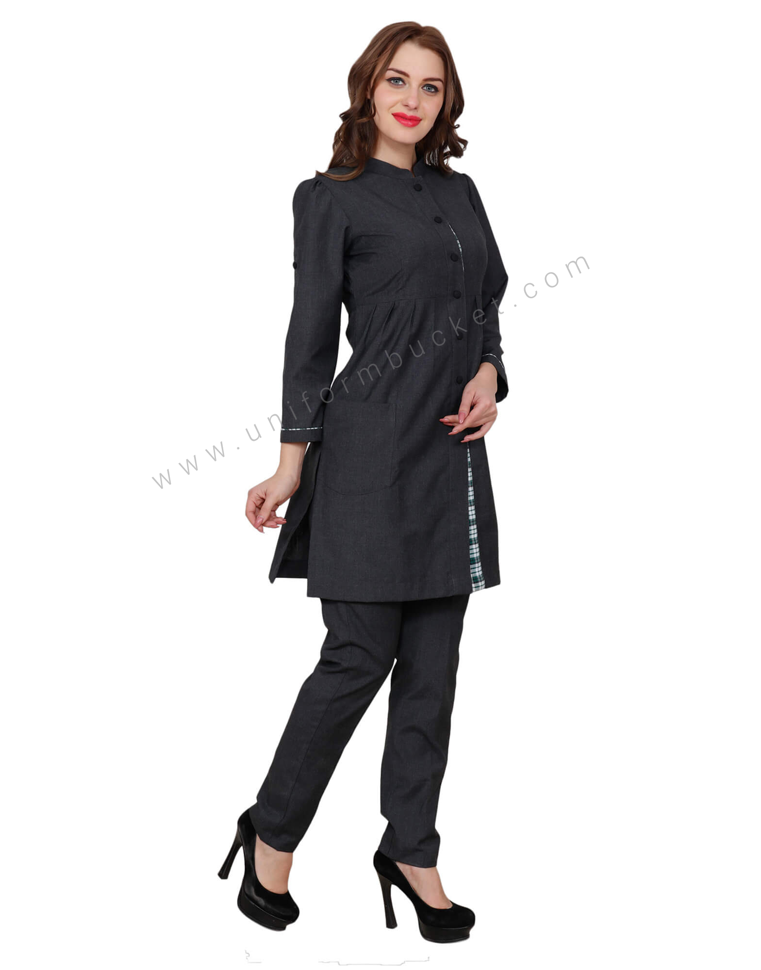 Grey Worsted Long Top With Side Slits thumbnail 2