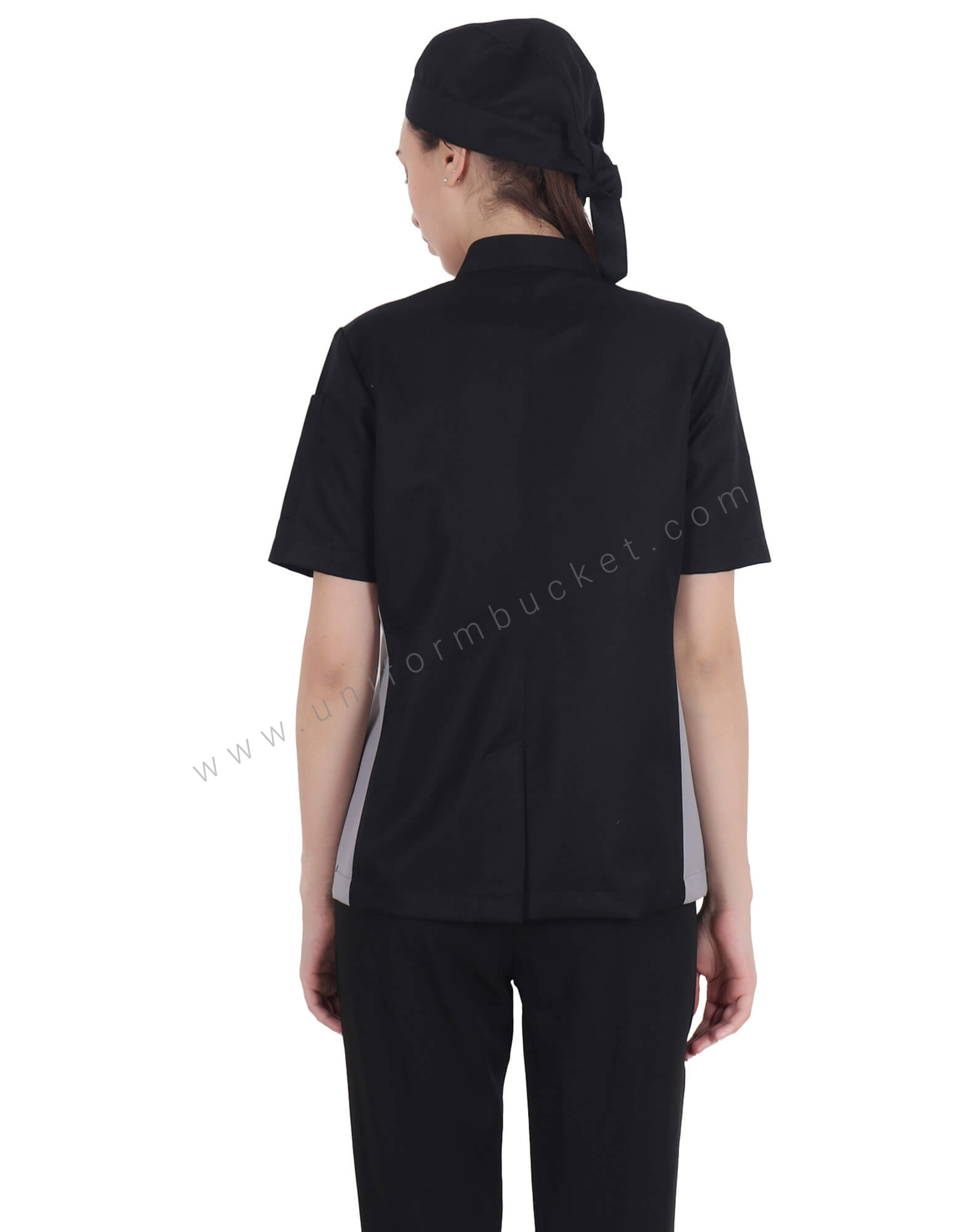 Double Tone Half Sleeve Chef Coat For Women thumbnail 2