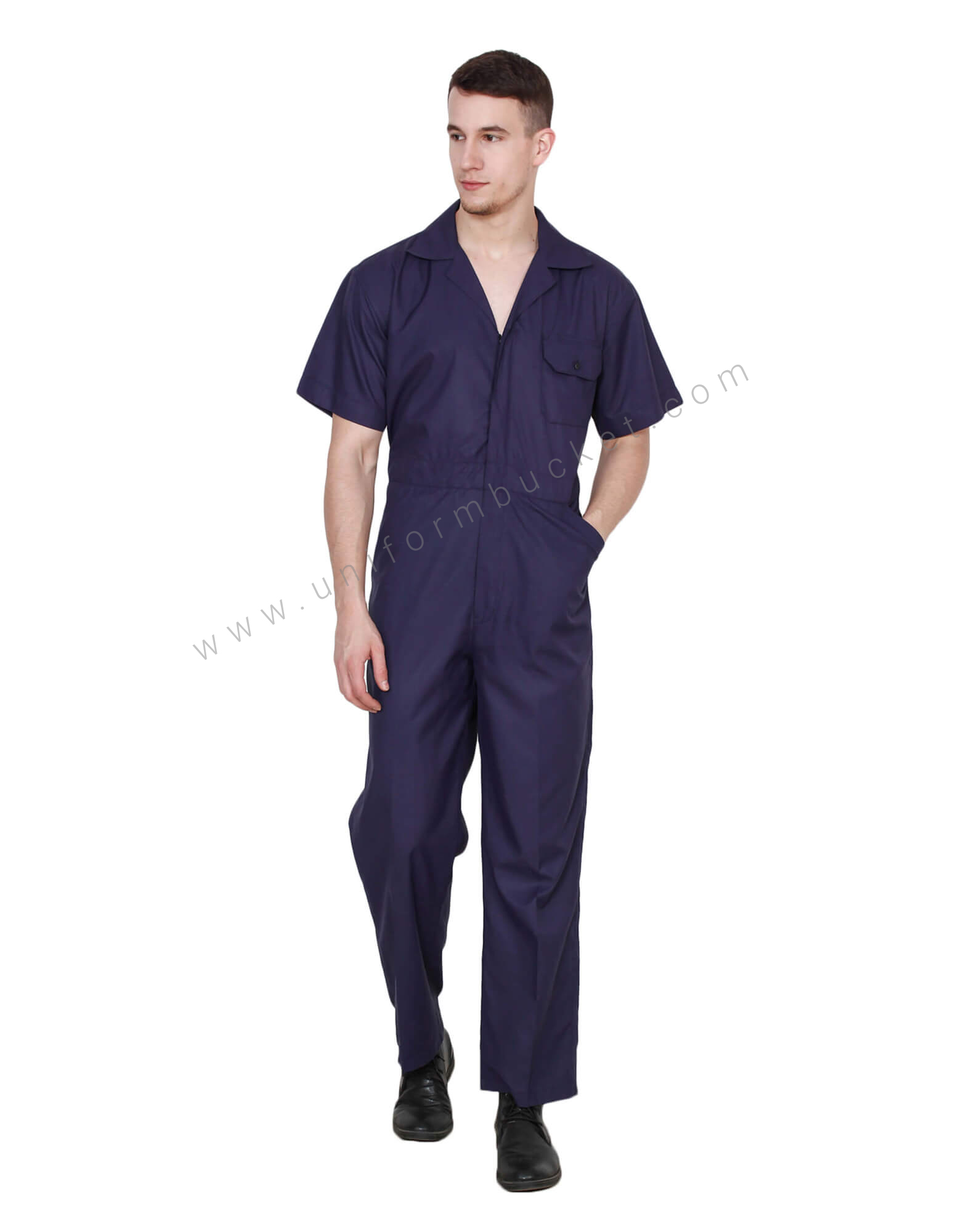 Navy Blue single tone overall with Hidden Placket view 1
