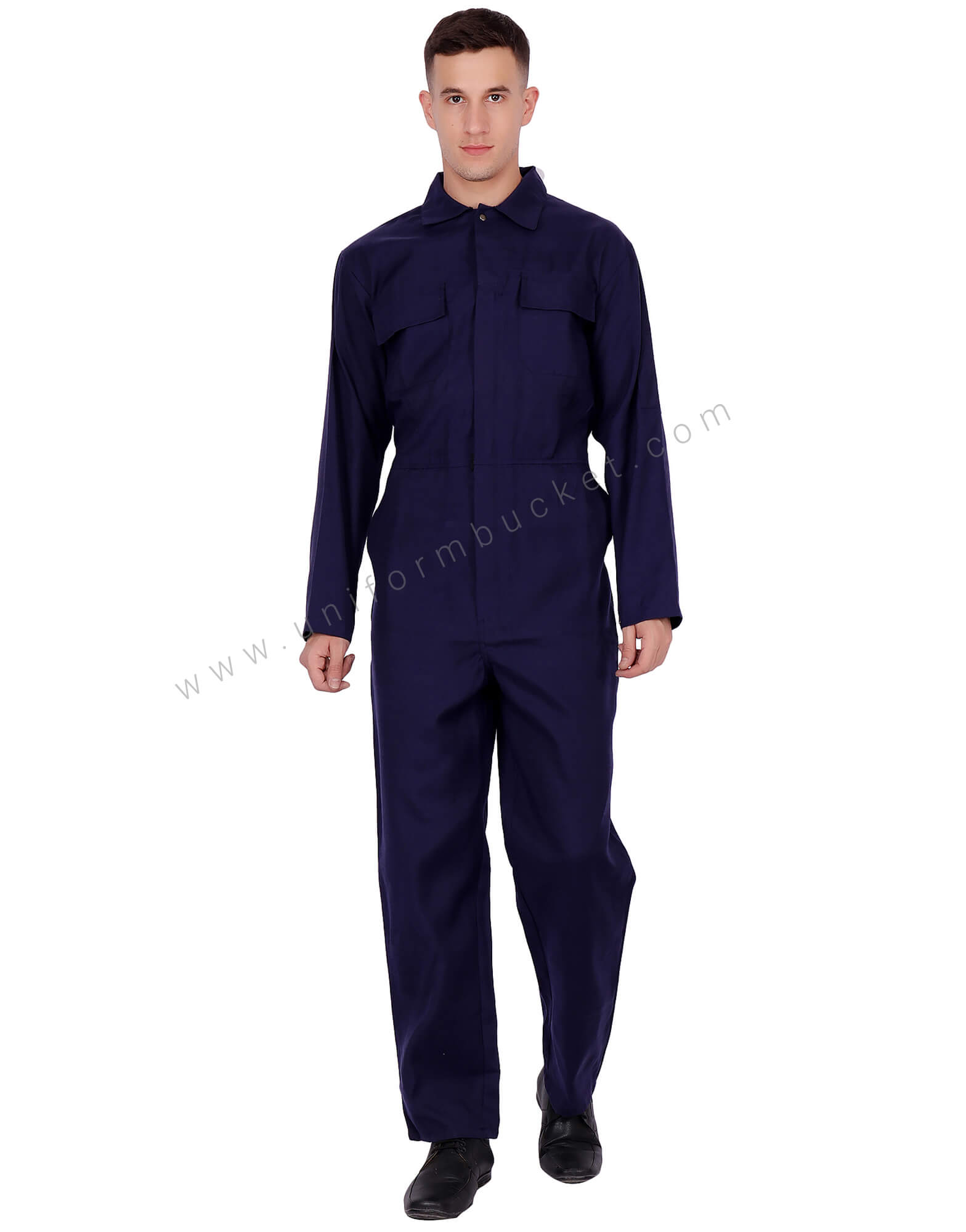 Hidden Placket Indigo Blue Dungaree view 1