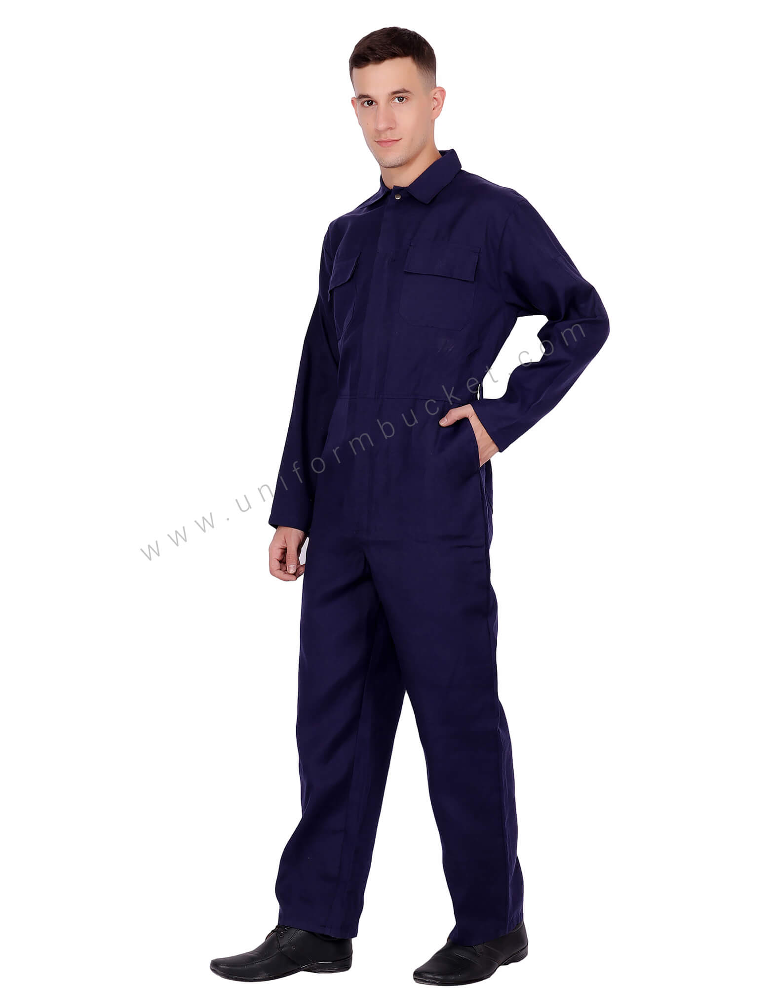 Hidden Placket Indigo Blue Dungaree thumbnail 2