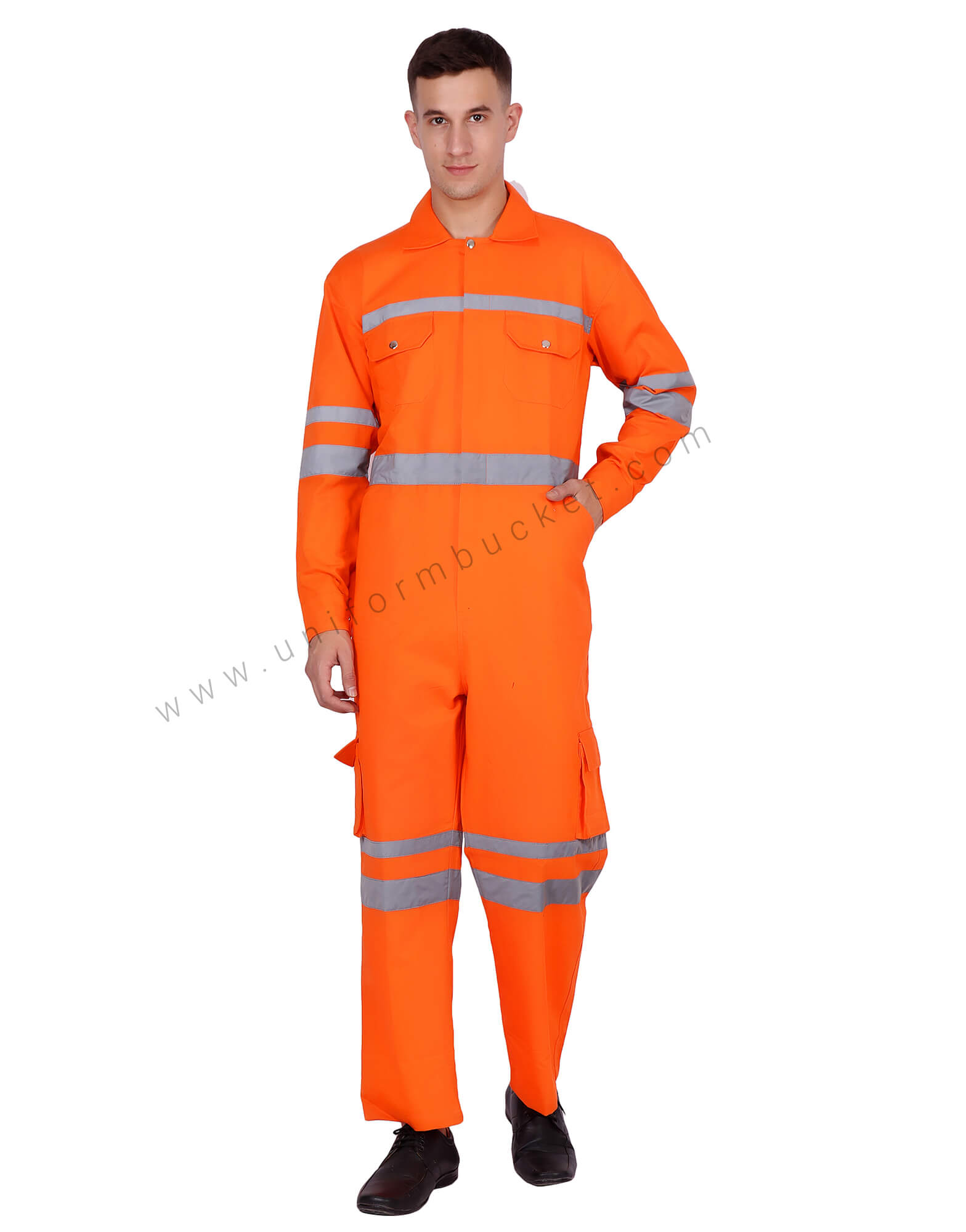 High Visibility Orange Overall With Functional Pockets view 1
