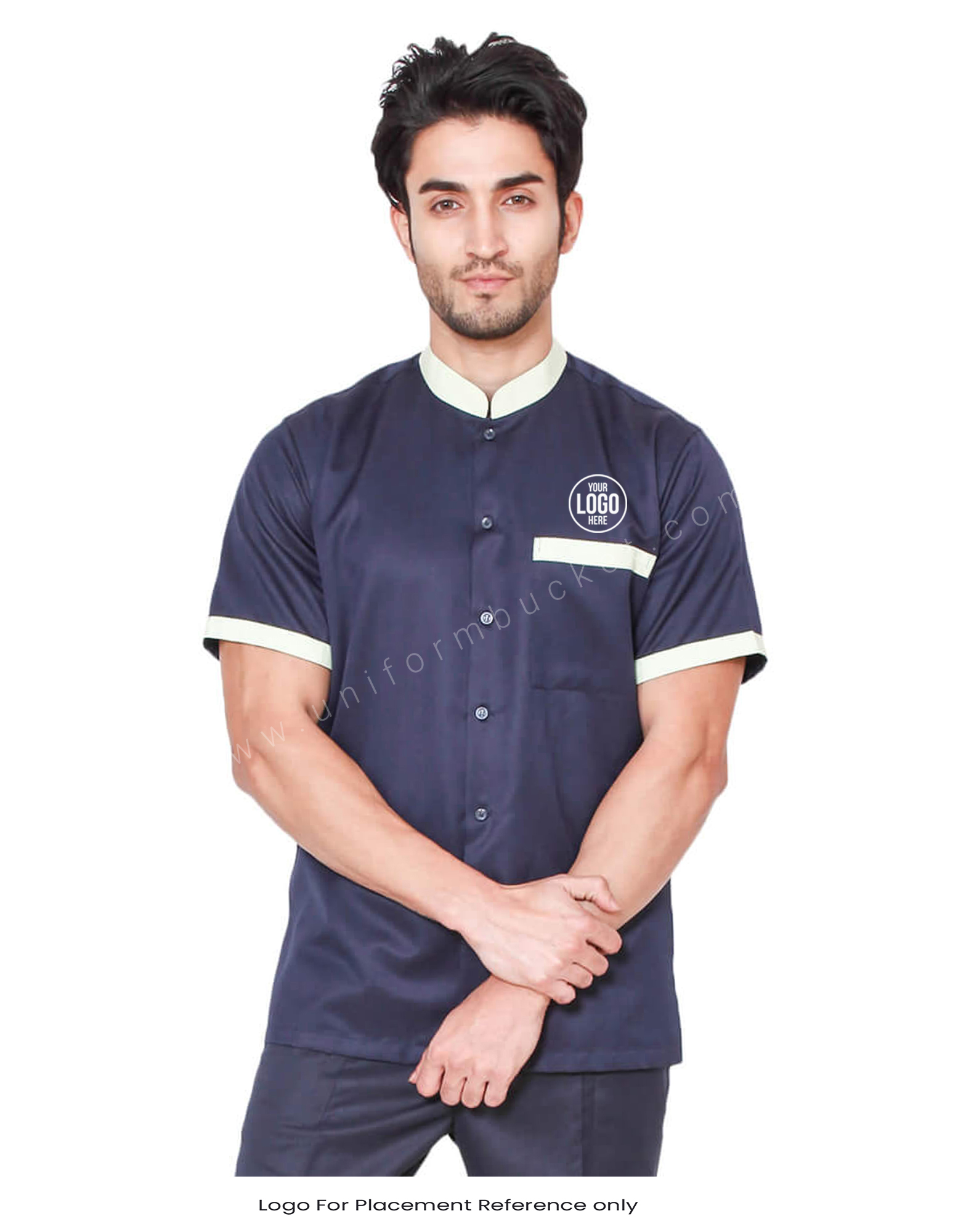 Space Blue Shirt With Pista Colour Trims thumbnail 4