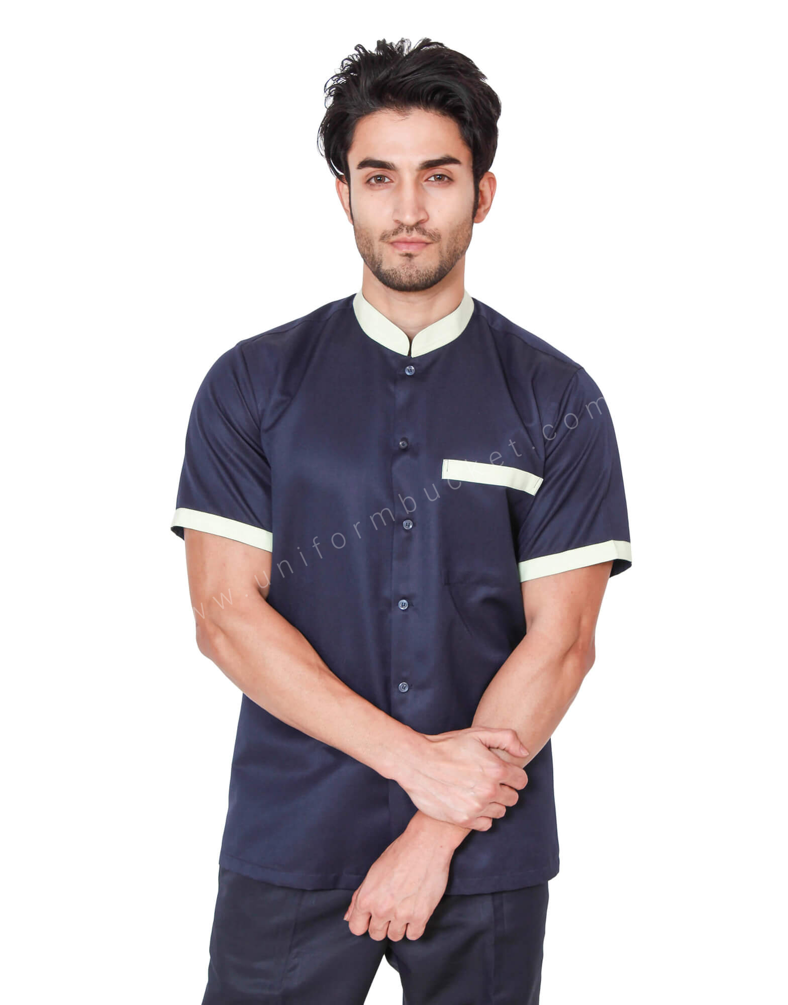 Space Blue Shirt With Pista Colour Trims thumbnail 2