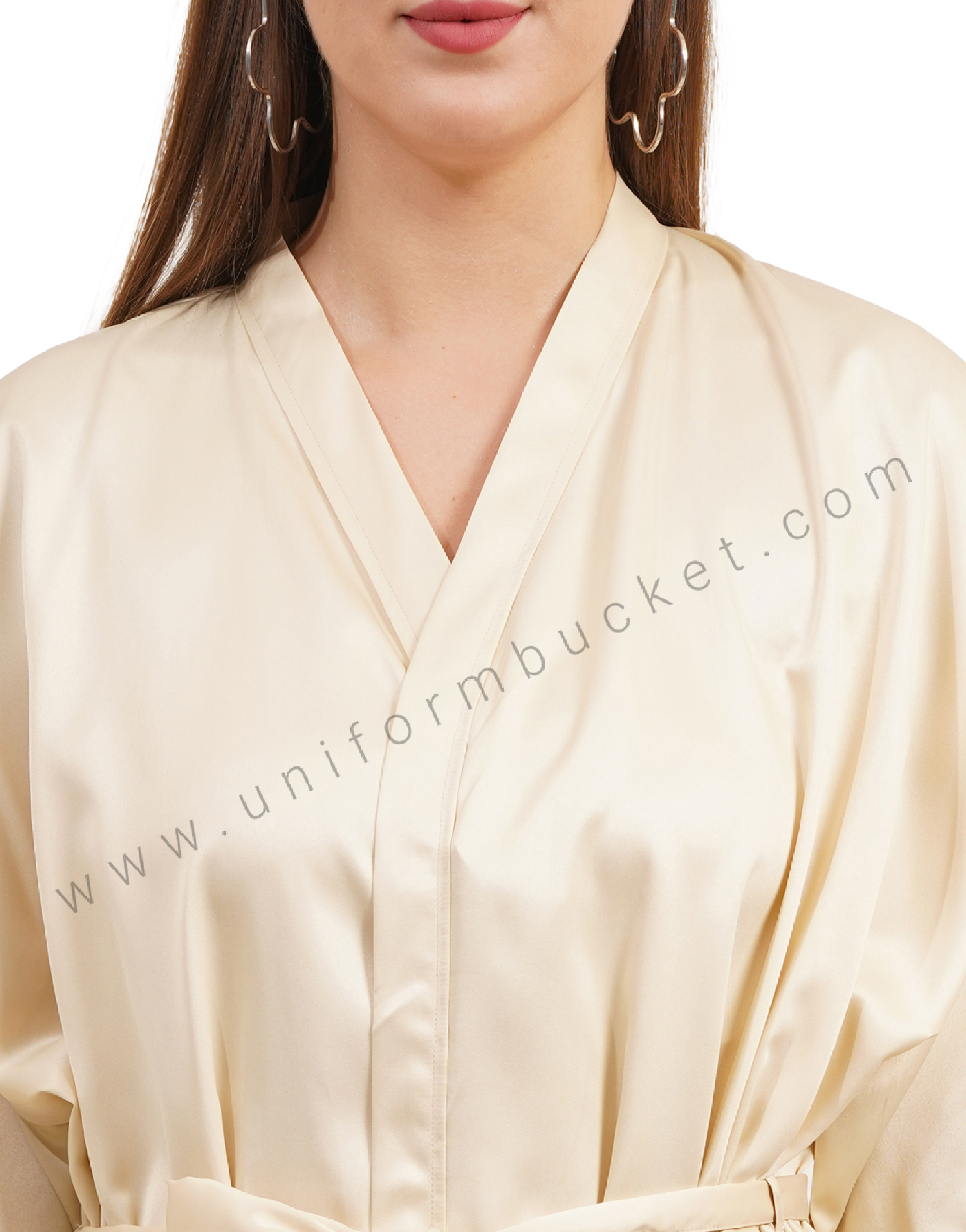 Ivory Satin Kimono Robe thumbnail 4