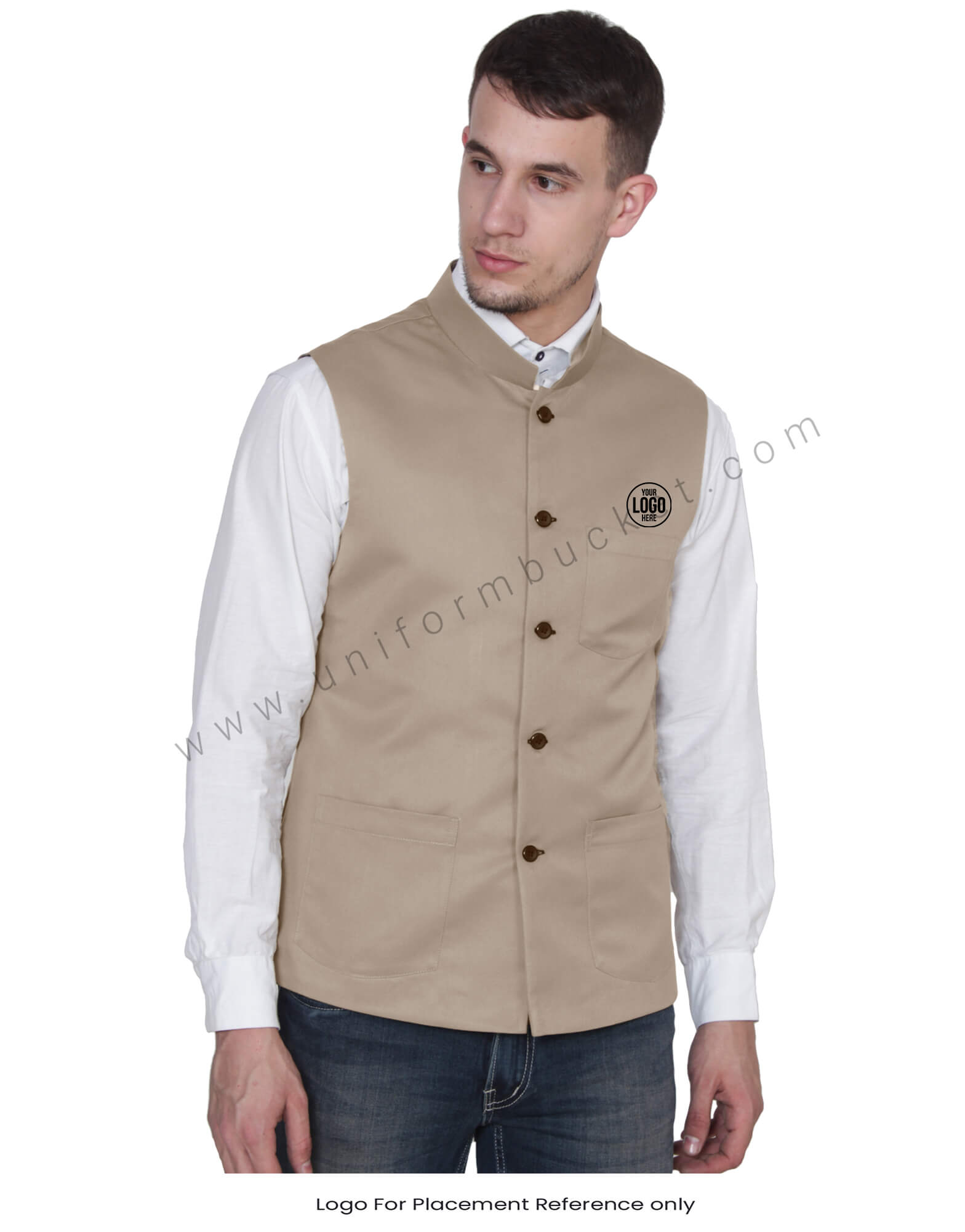 Khaki Nehru Jacket For Men view 1