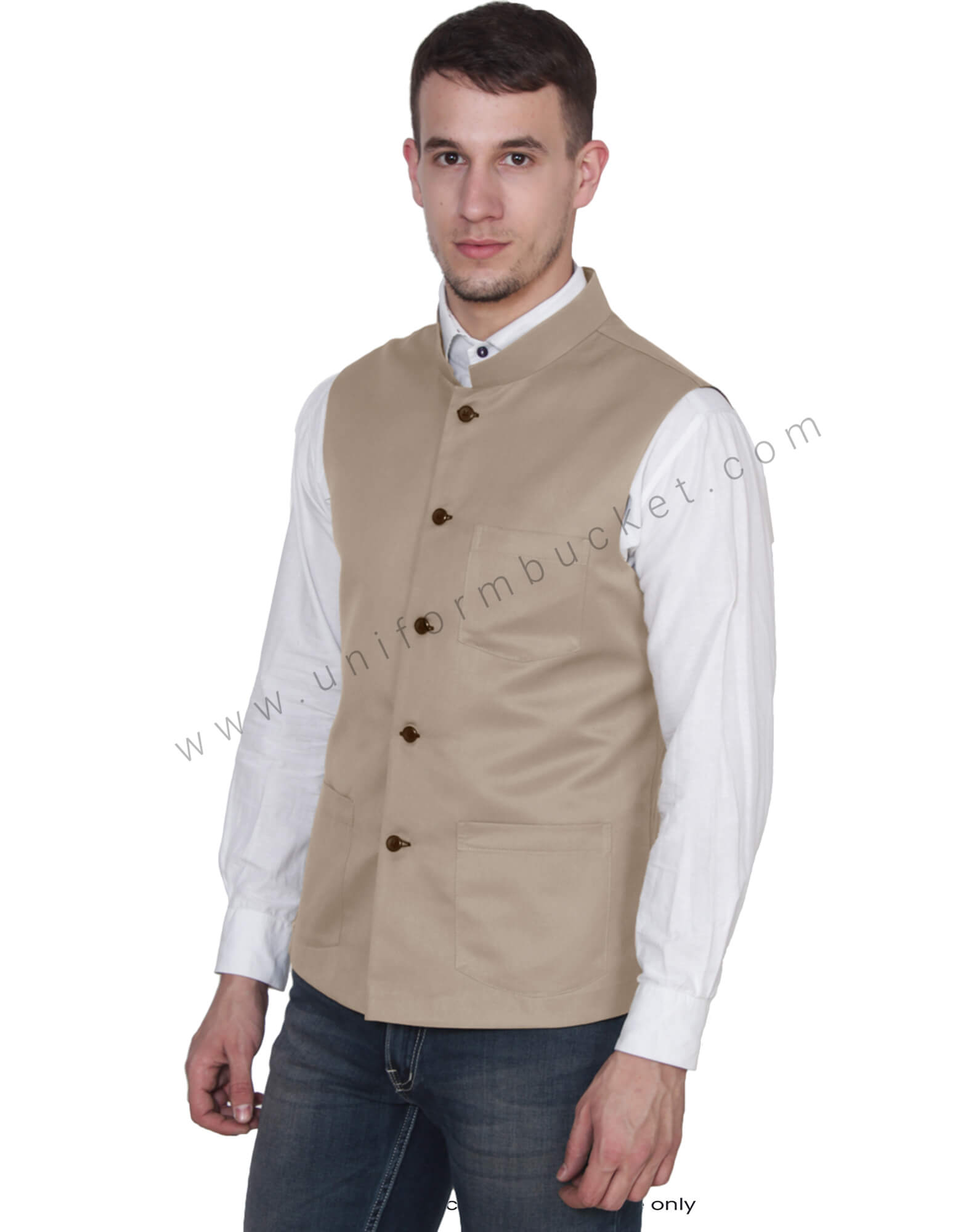 Khaki Nehru Jacket For Men thumbnail 2