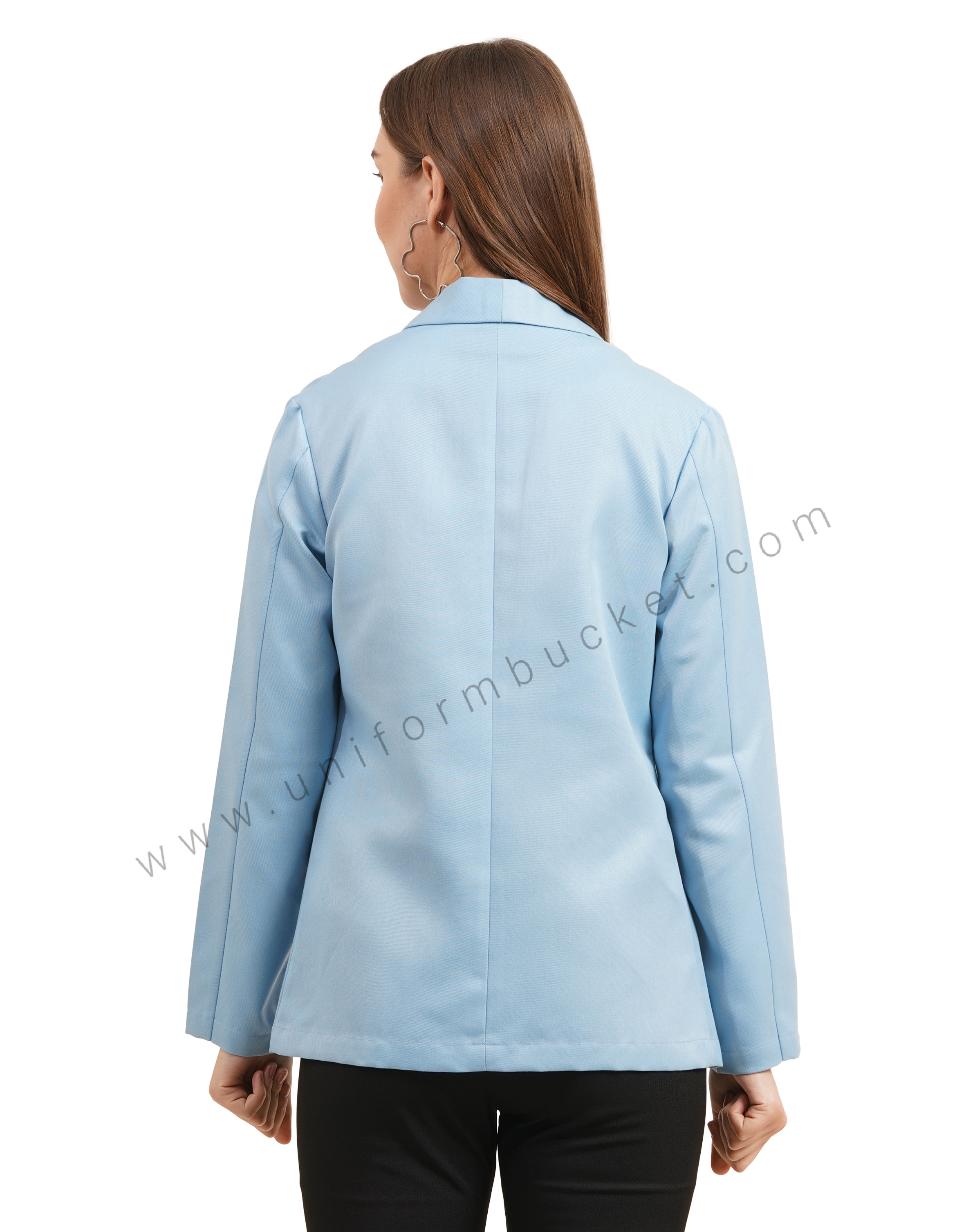 Light Blue Front Open blazer with Shawl collar for female thumbnail 6
