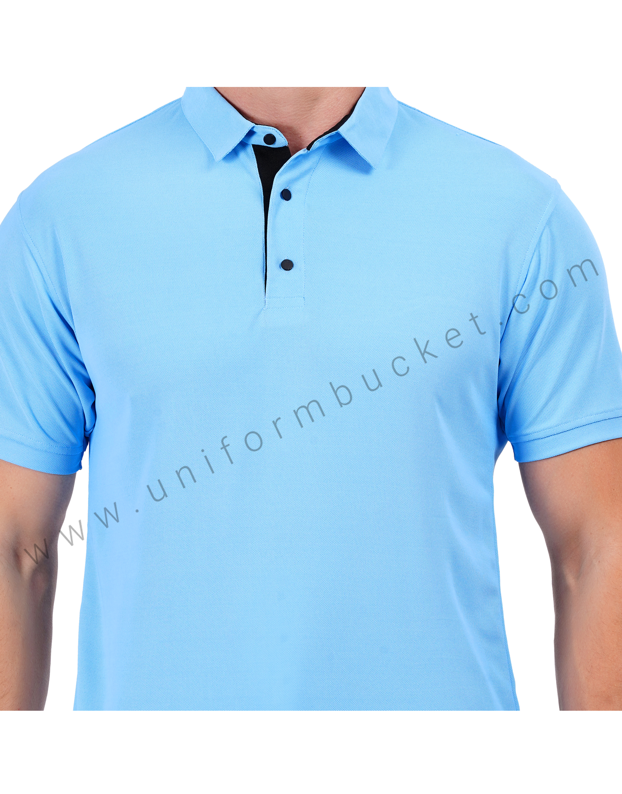Light blue polo T-shirt featuring subtle black trim thumbnail 3