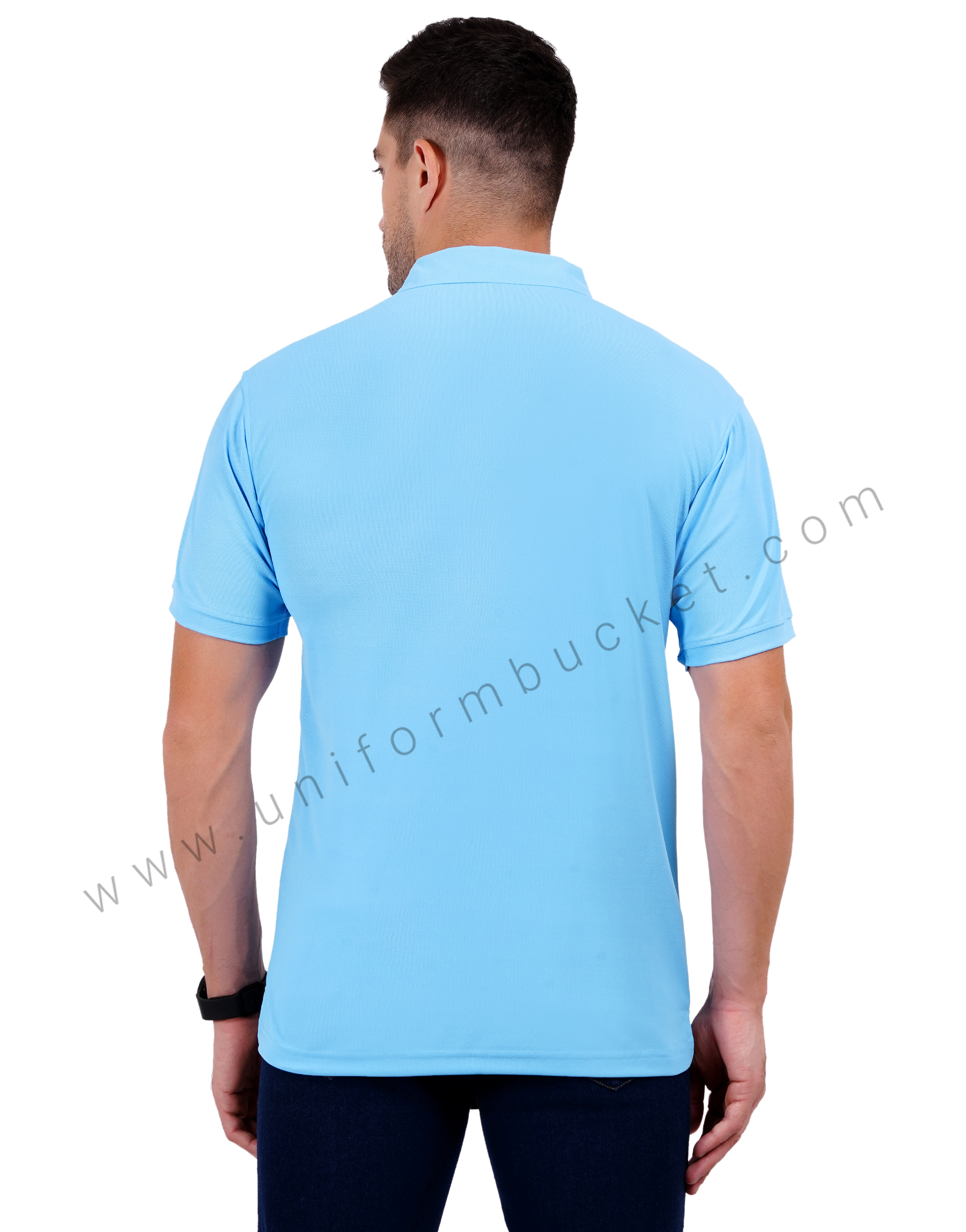 Light blue polo T-shirt featuring subtle black trim thumbnail 4