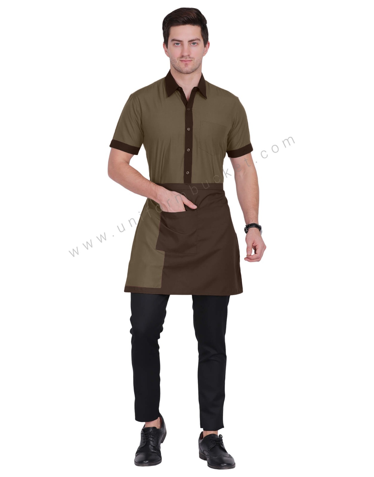 Light Brown Shirt With Dark Brown Trim For Male thumbnail 2