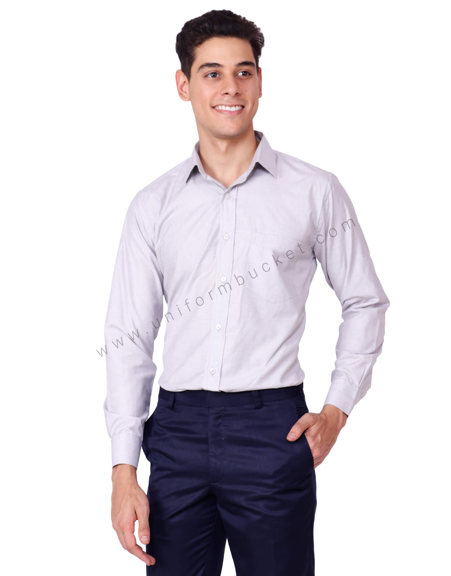 Light Grey Uniform Shirt For Men view 1