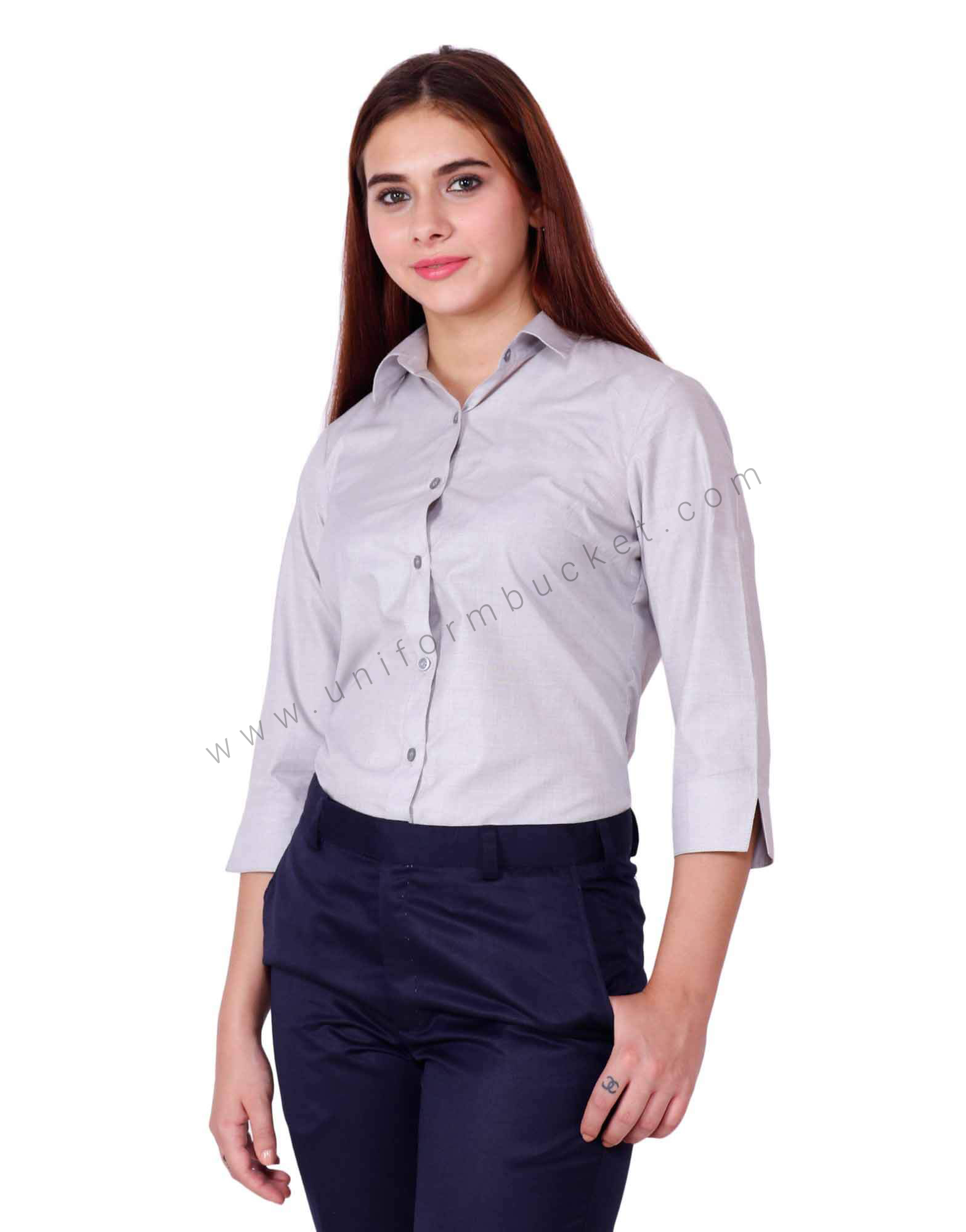 3/4th Sleeve Light Grey Formal Shirt view 1