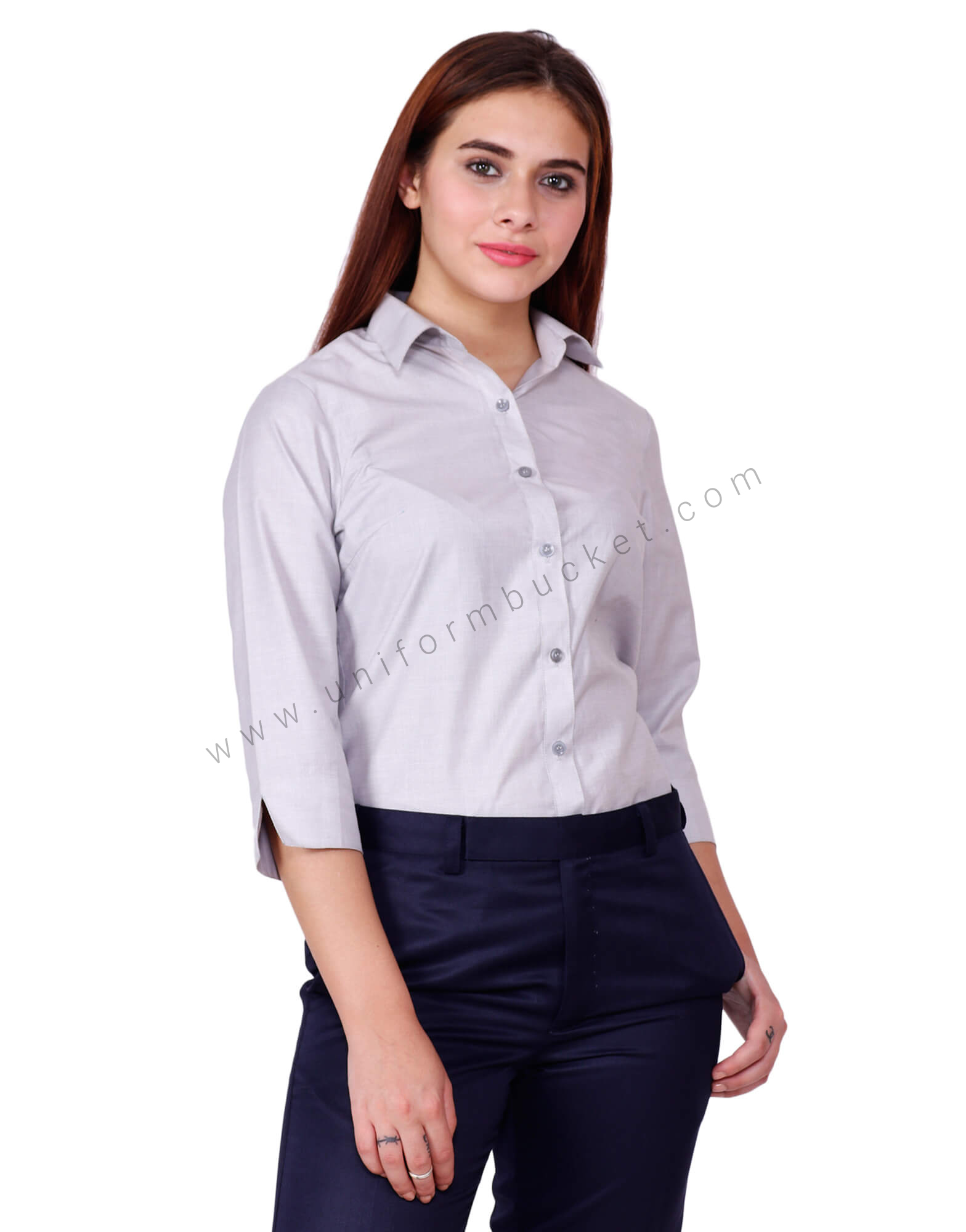 3/4th Sleeve Light Grey Formal Shirt thumbnail 2