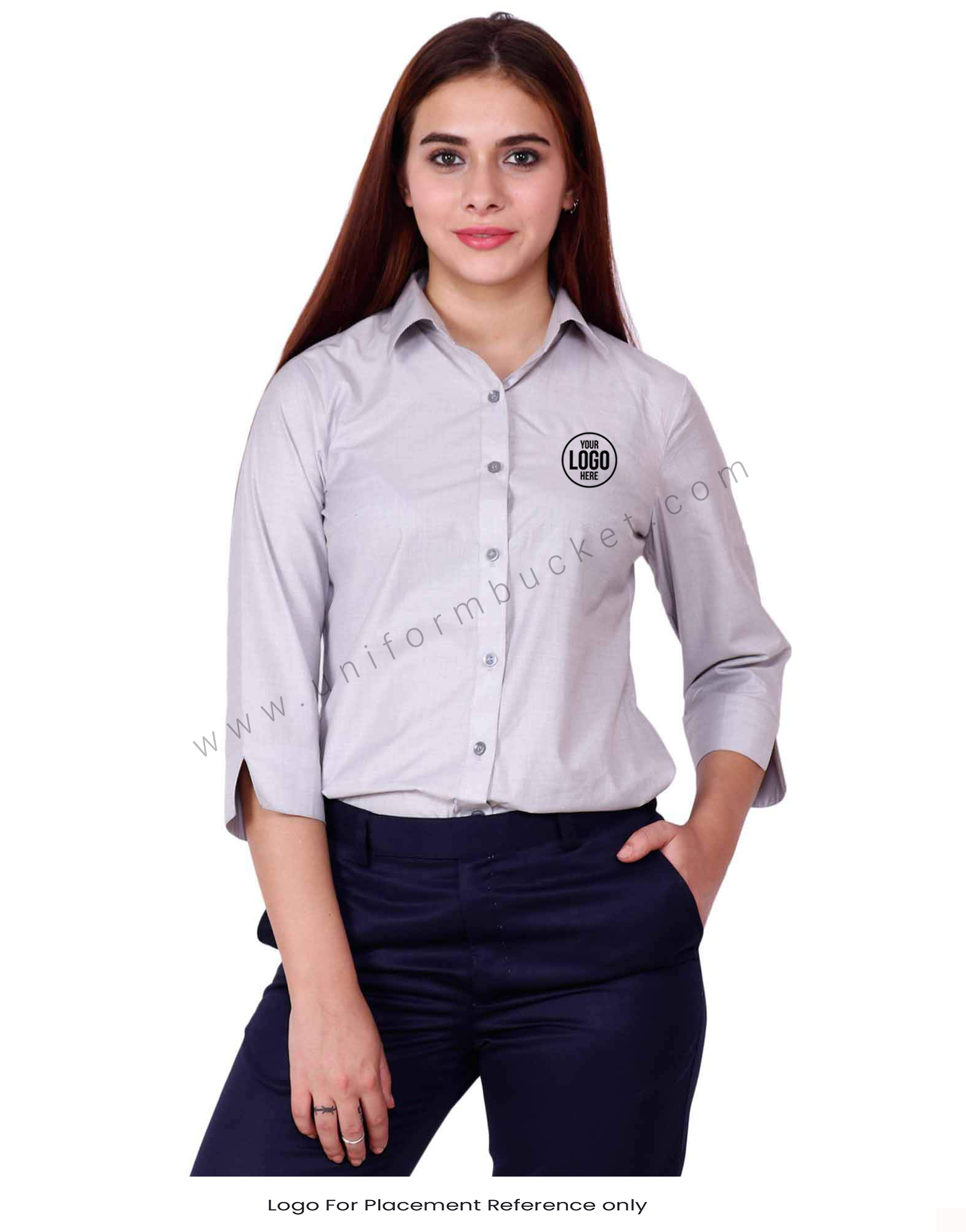 3/4th Sleeve Light Grey Formal Shirt thumbnail 3