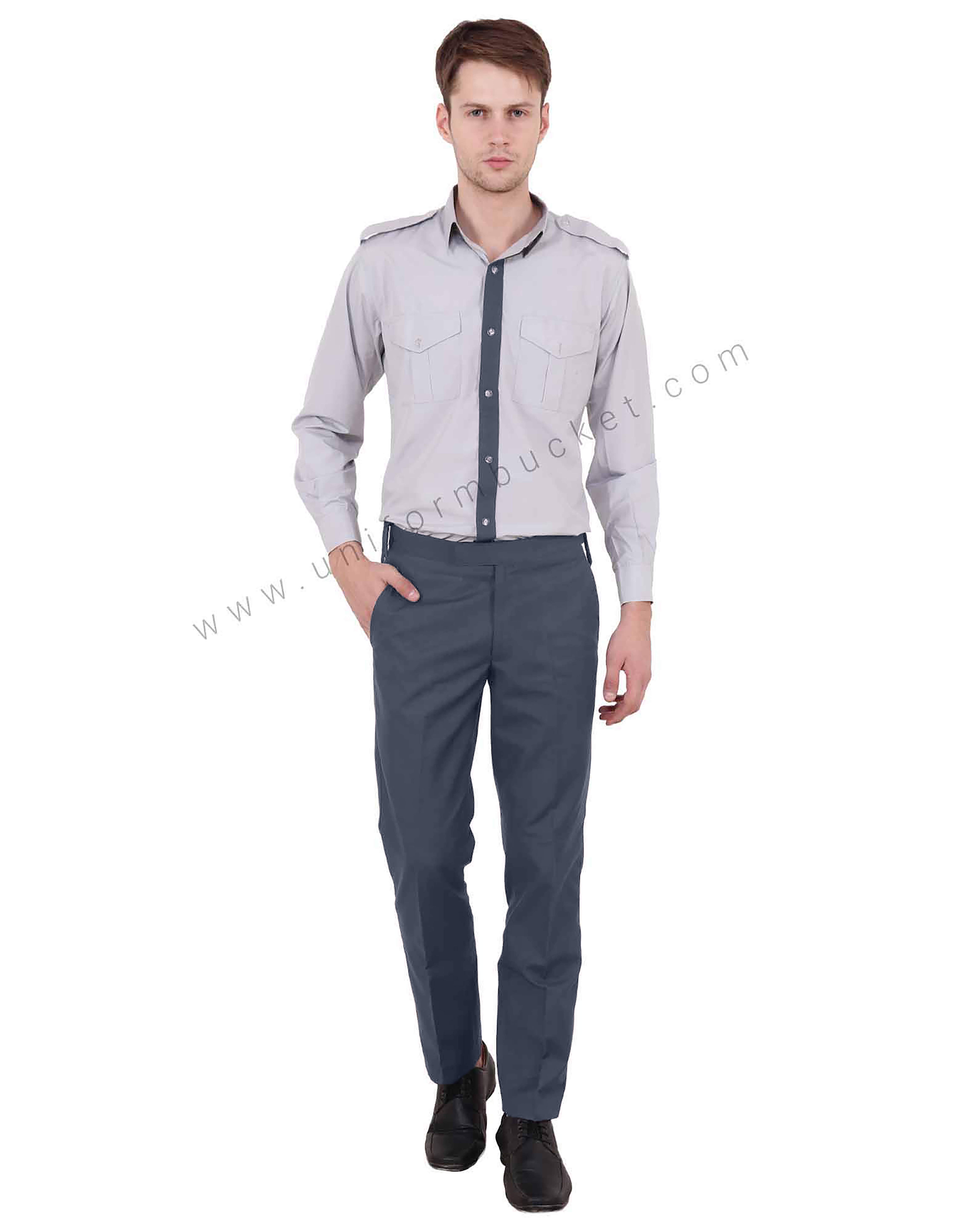 Light Grey  Security Guard Shirt Dark Grey Trims thumbnail 2