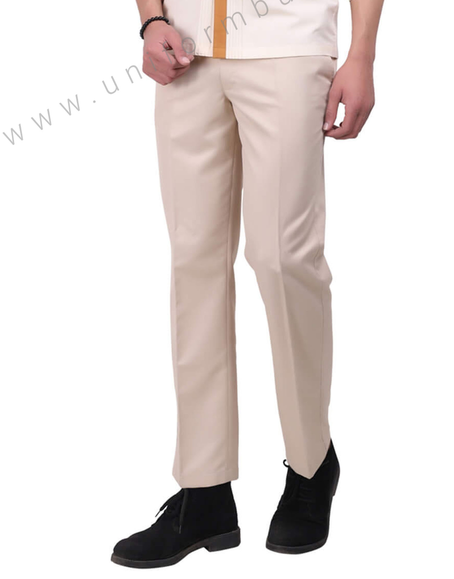 Beige Formal Trousers for Men view 1