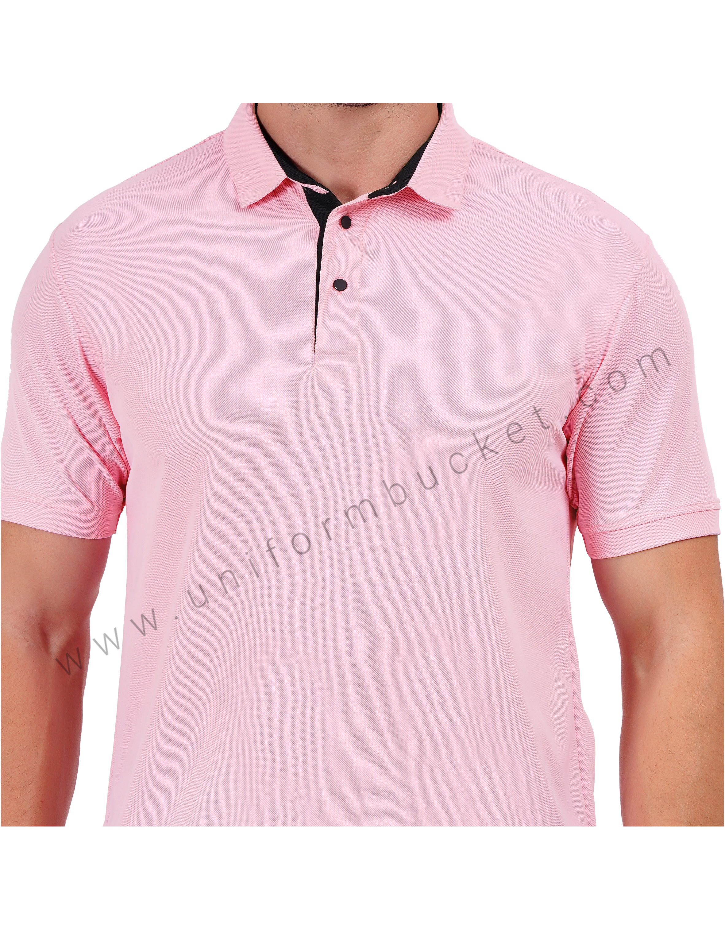 Light Pink polo T-shirt enhanced with sleek black trim thumbnail 3