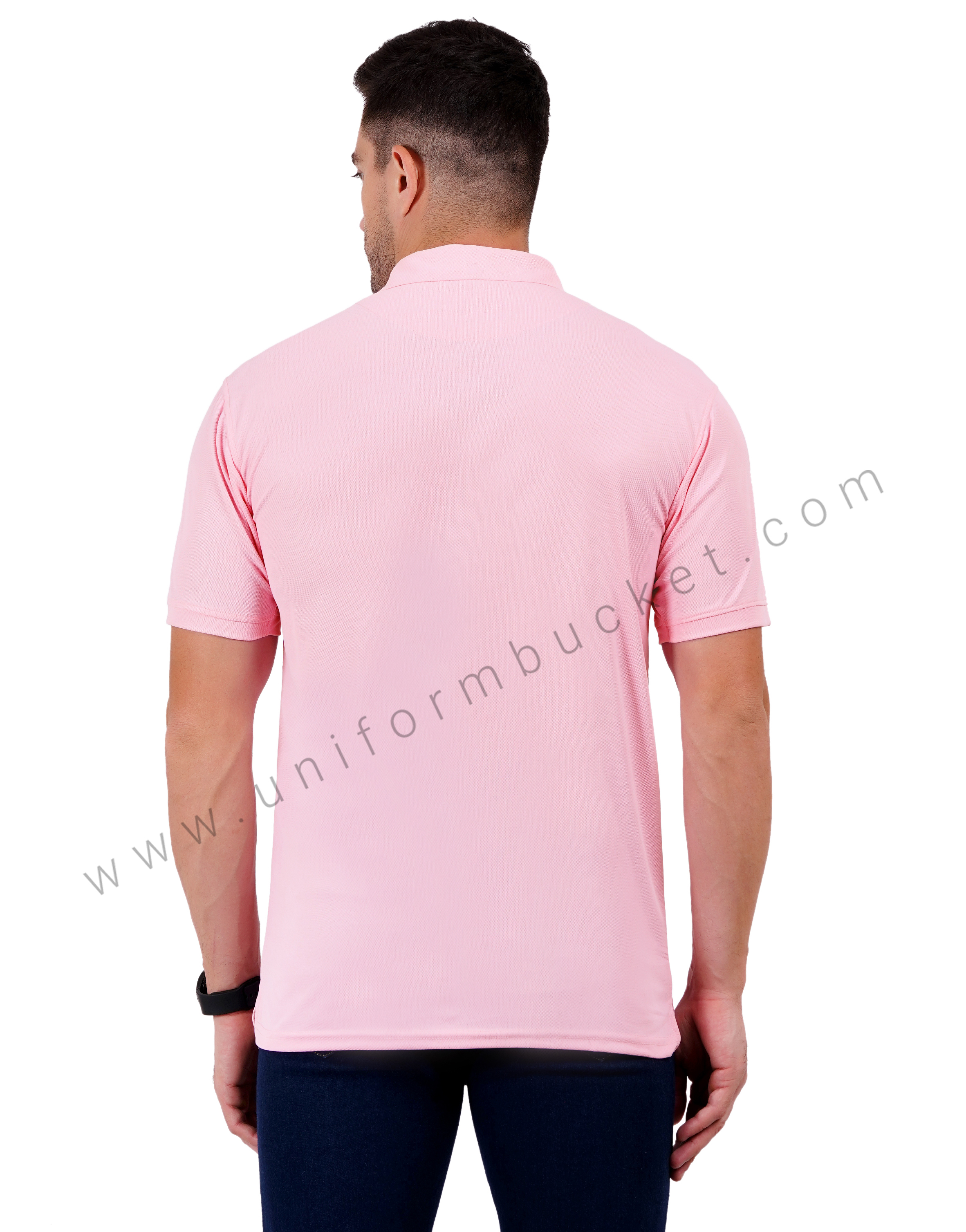 Light Pink polo T-shirt enhanced with sleek black trim thumbnail 4