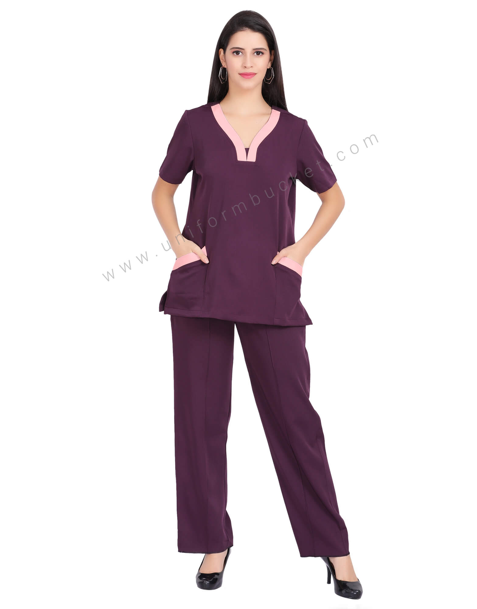 Wine Color Top for Women With Stylish Neck thumbnail 2