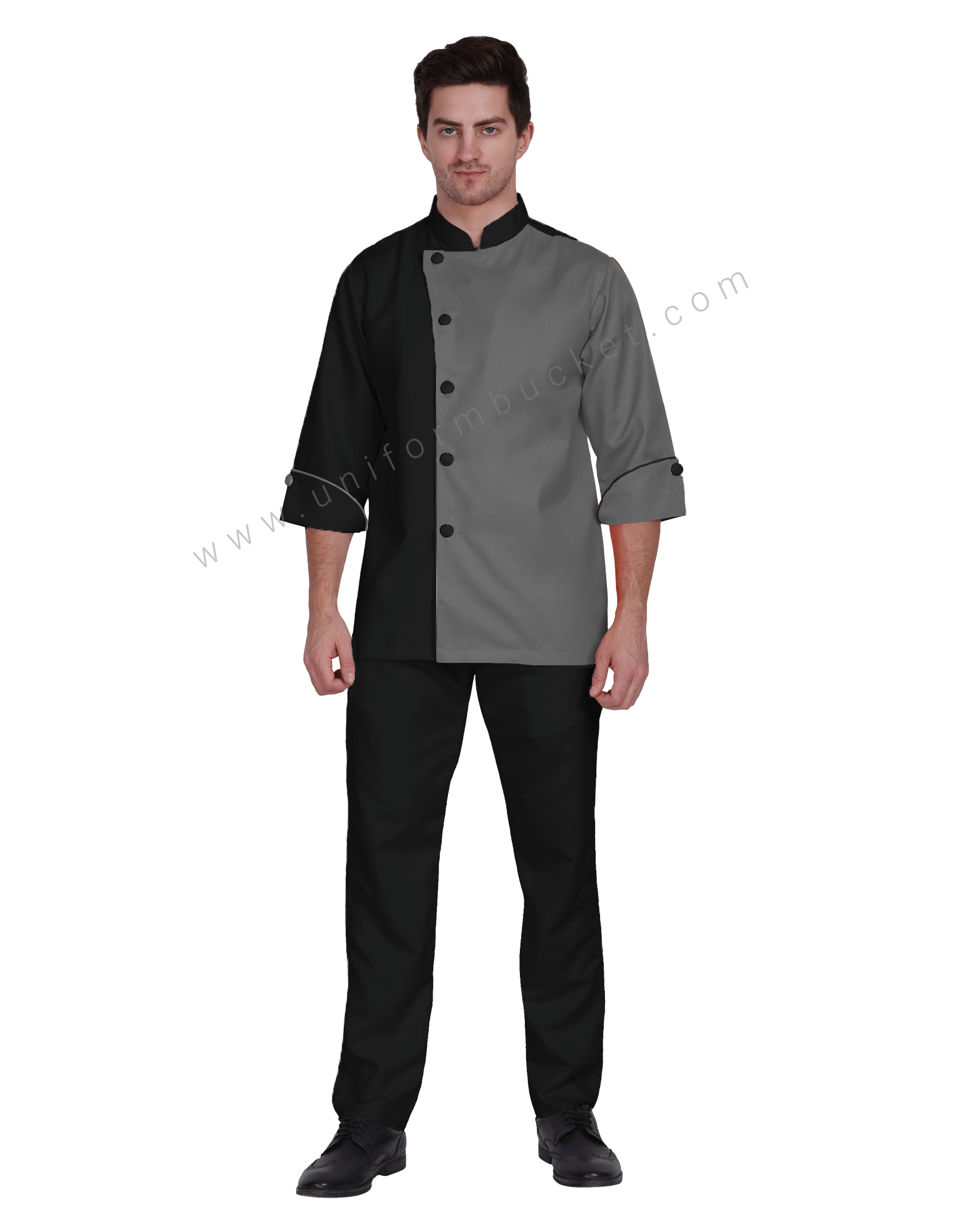 Two Shade Male Designer Chef Coat 3/4 Sleeve thumbnail 2