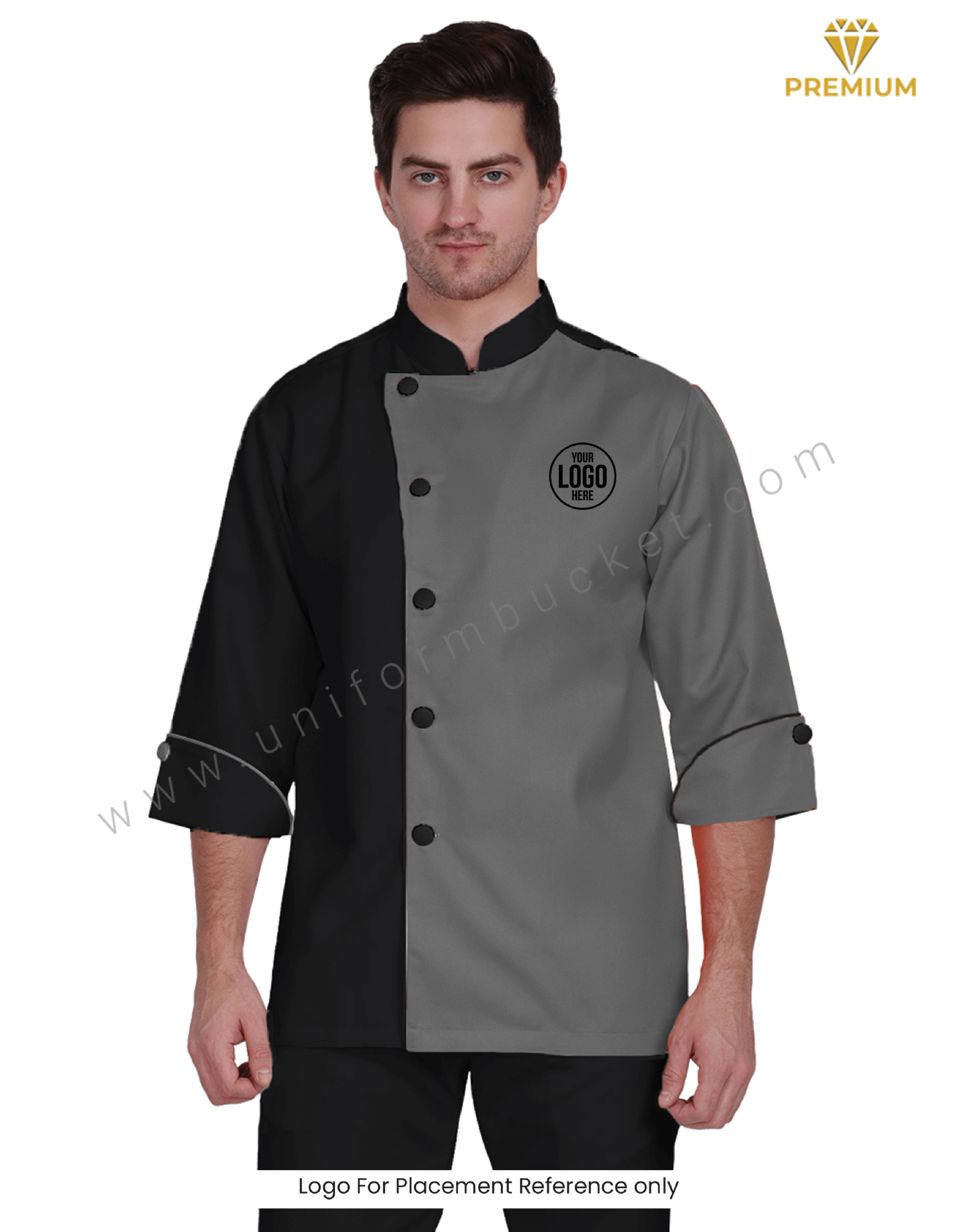 Two Shade Male Designer Chef Coat 3/4 Sleeve thumbnail 4