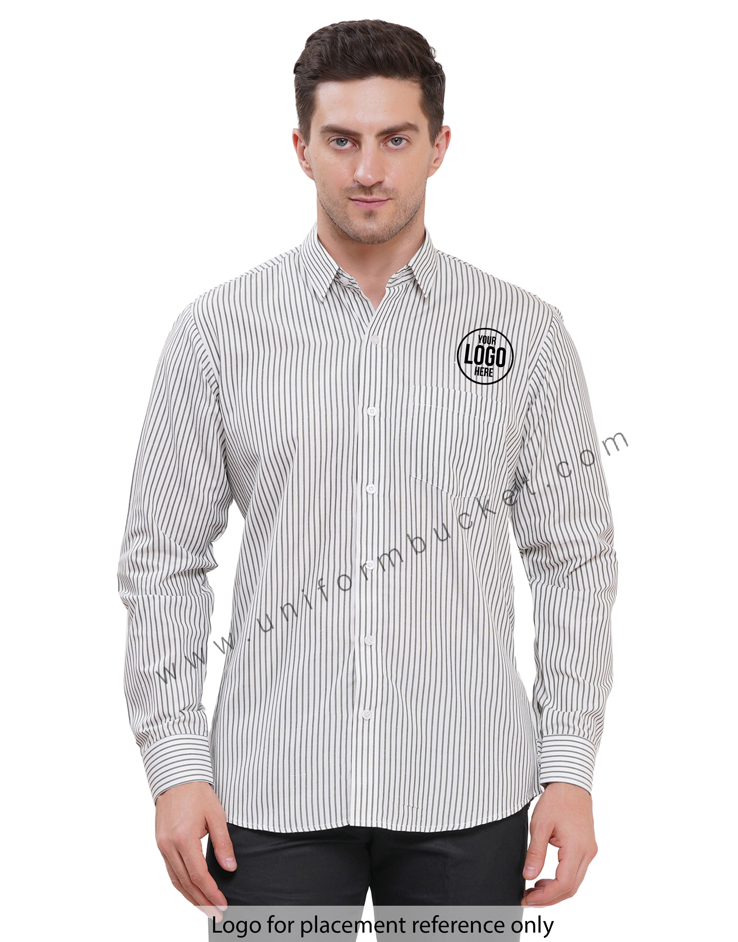 MALE FORMAL SHIRT WITH DARK GREEN LINING IN FULL SLEEVE view 1