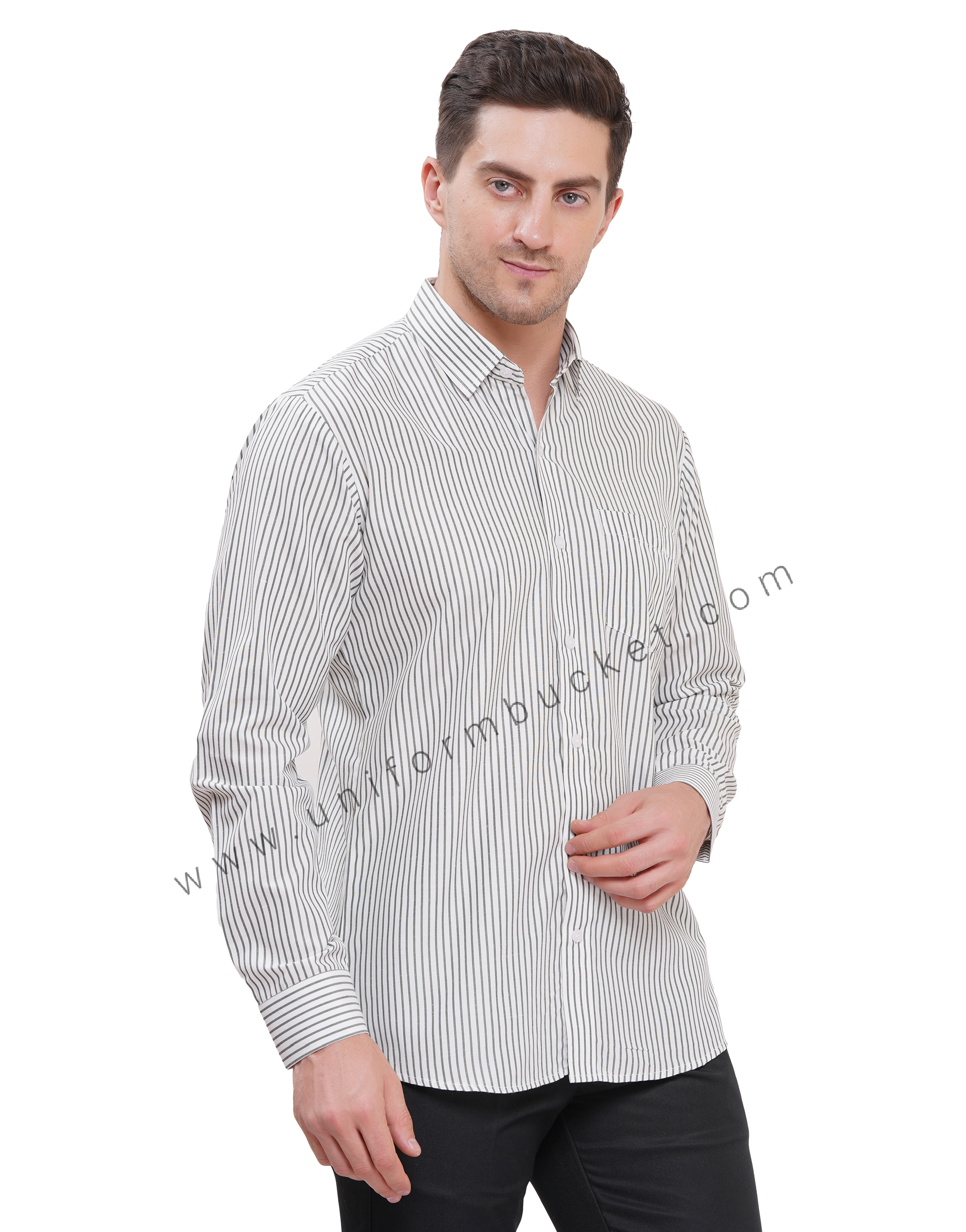 MALE FORMAL SHIRT WITH DARK GREEN LINING IN FULL SLEEVE thumbnail 4