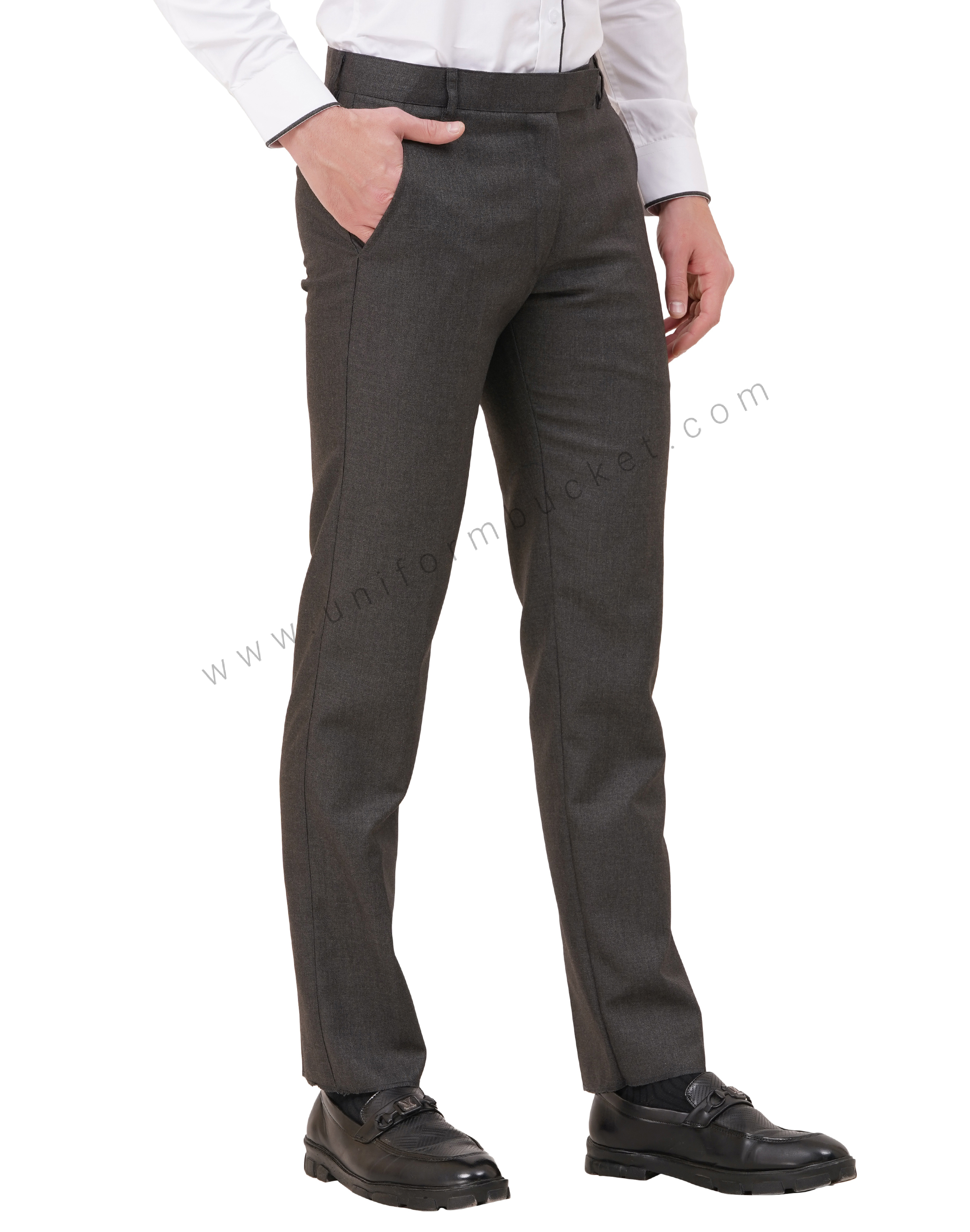 male huy worsted grey  formal trouser with loops thumbnail 2