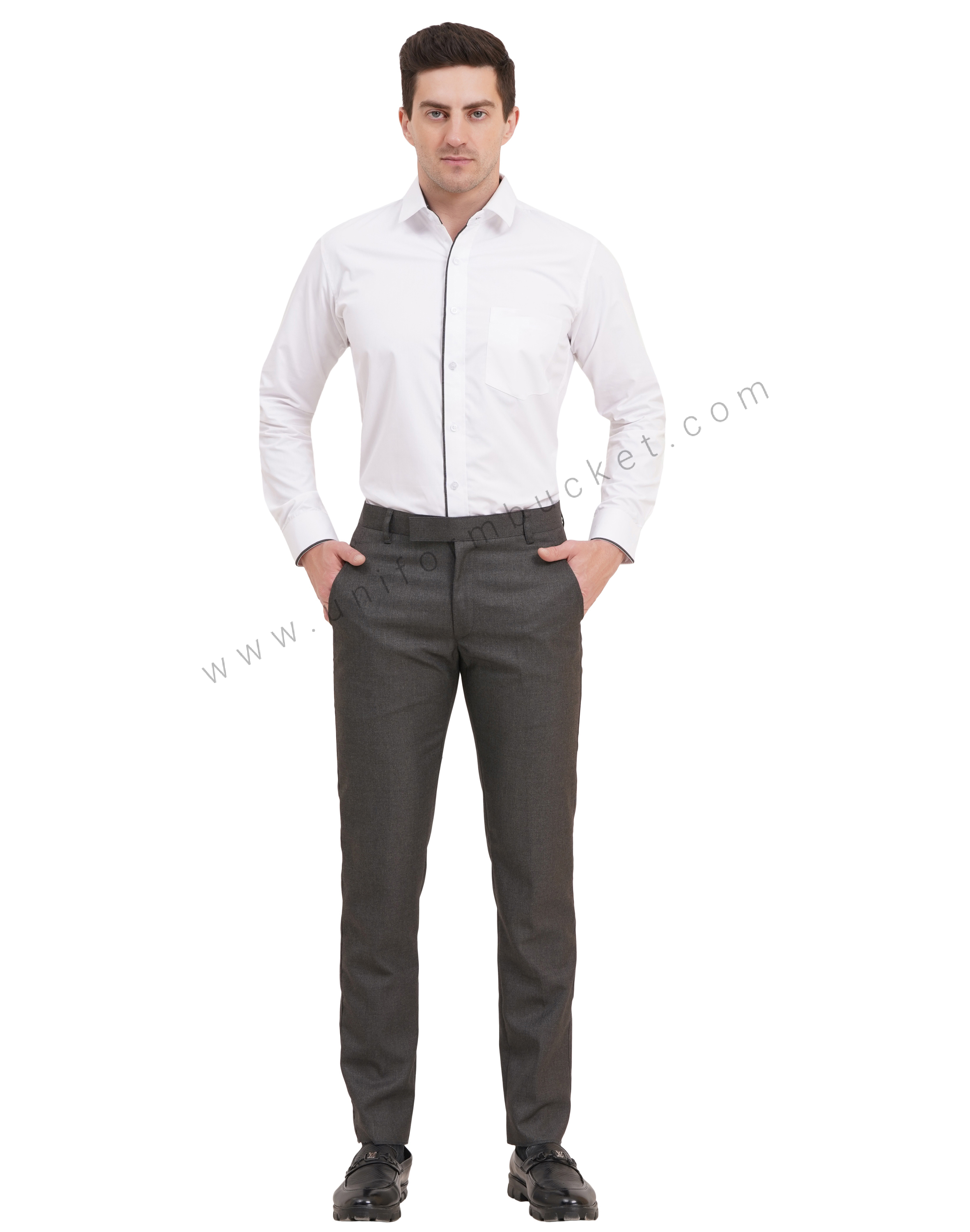 male huy worsted grey  formal trouser with loops thumbnail 6