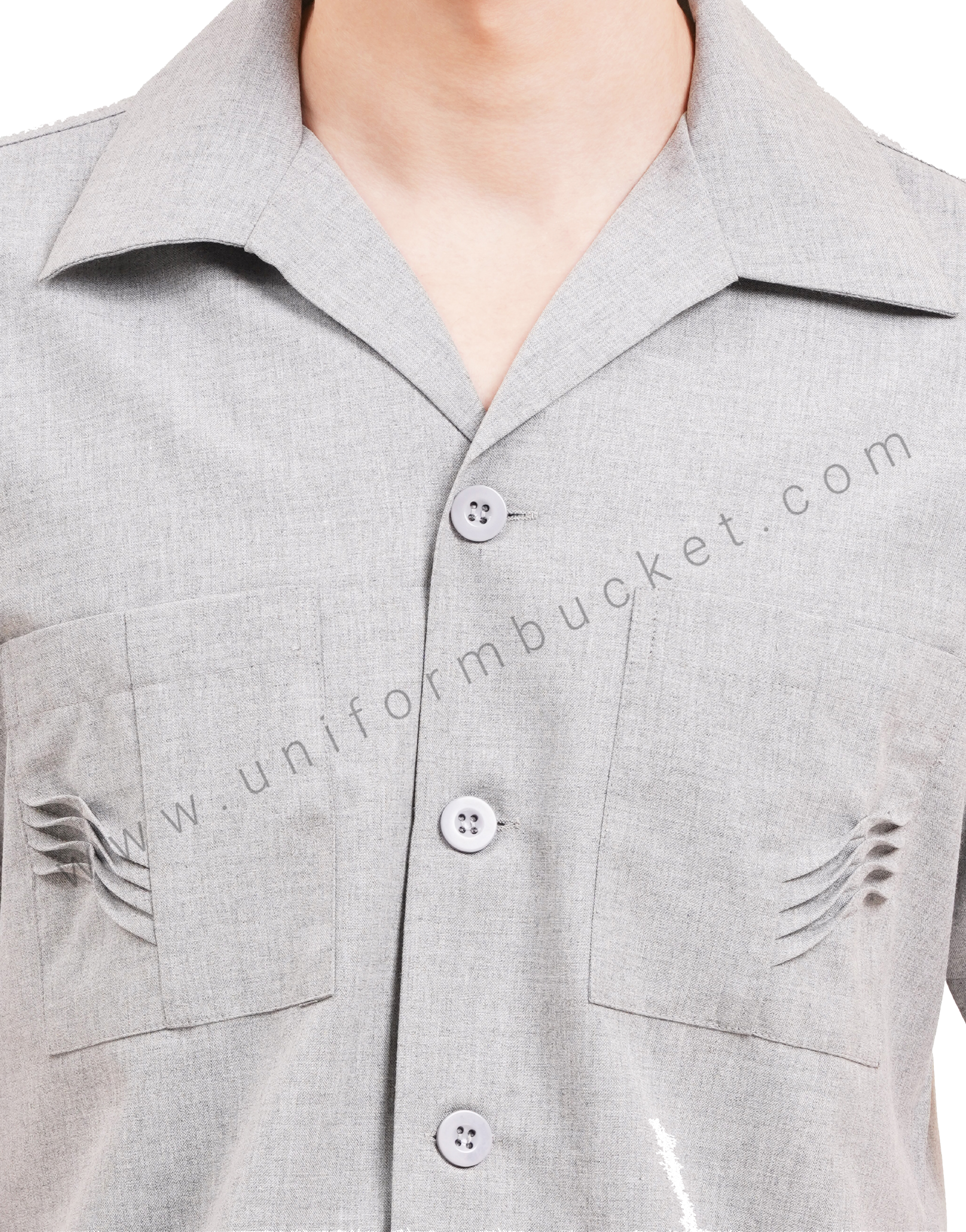 male light grey  safari shirt  with half sleeve & back slit thumbnail 5