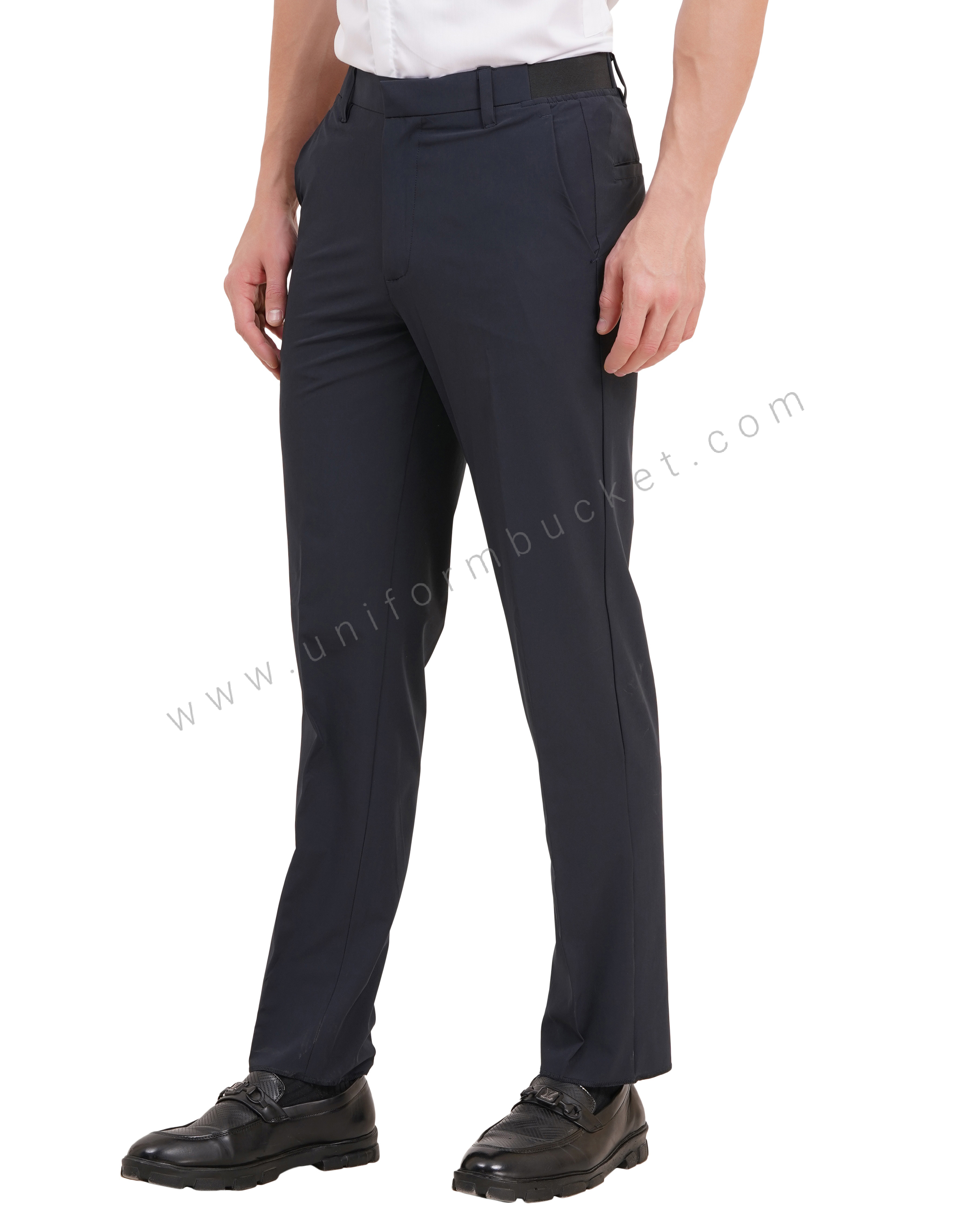 male navy blue trouser with both side elastic on waist thumbnail 2