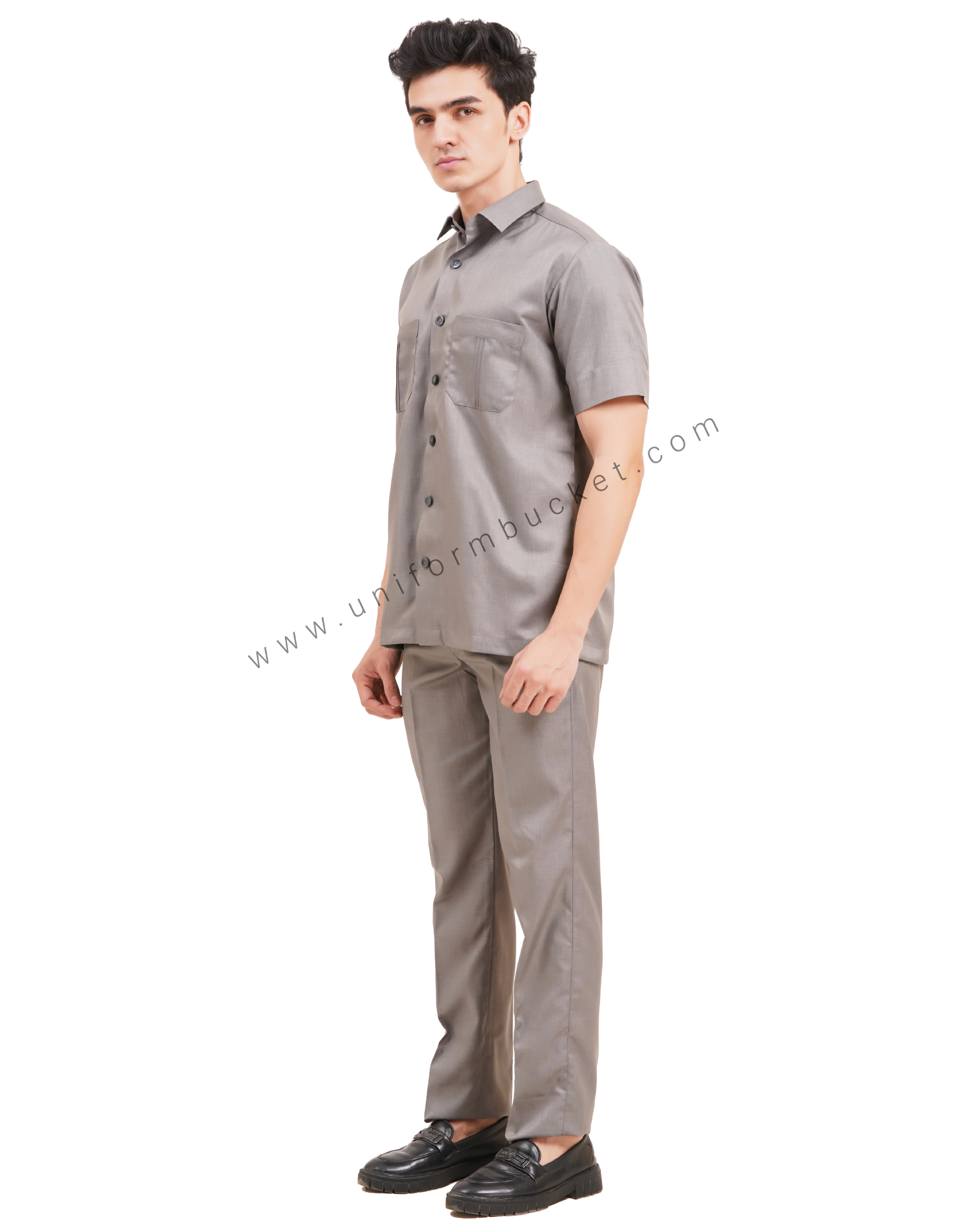 male safari shirt in grey color with half sleeve thumbnail 2