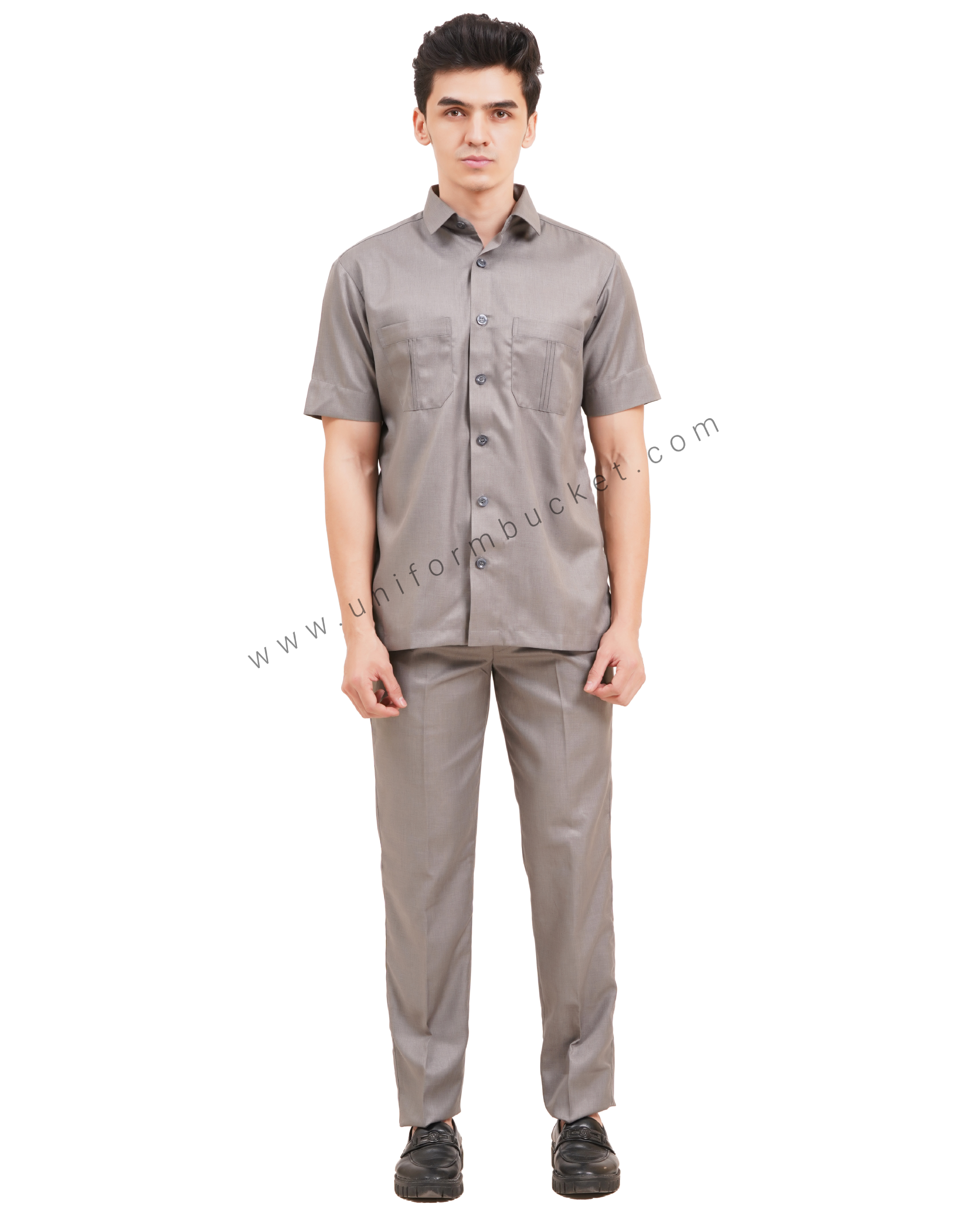 male safari shirt in grey color with half sleeve thumbnail 3