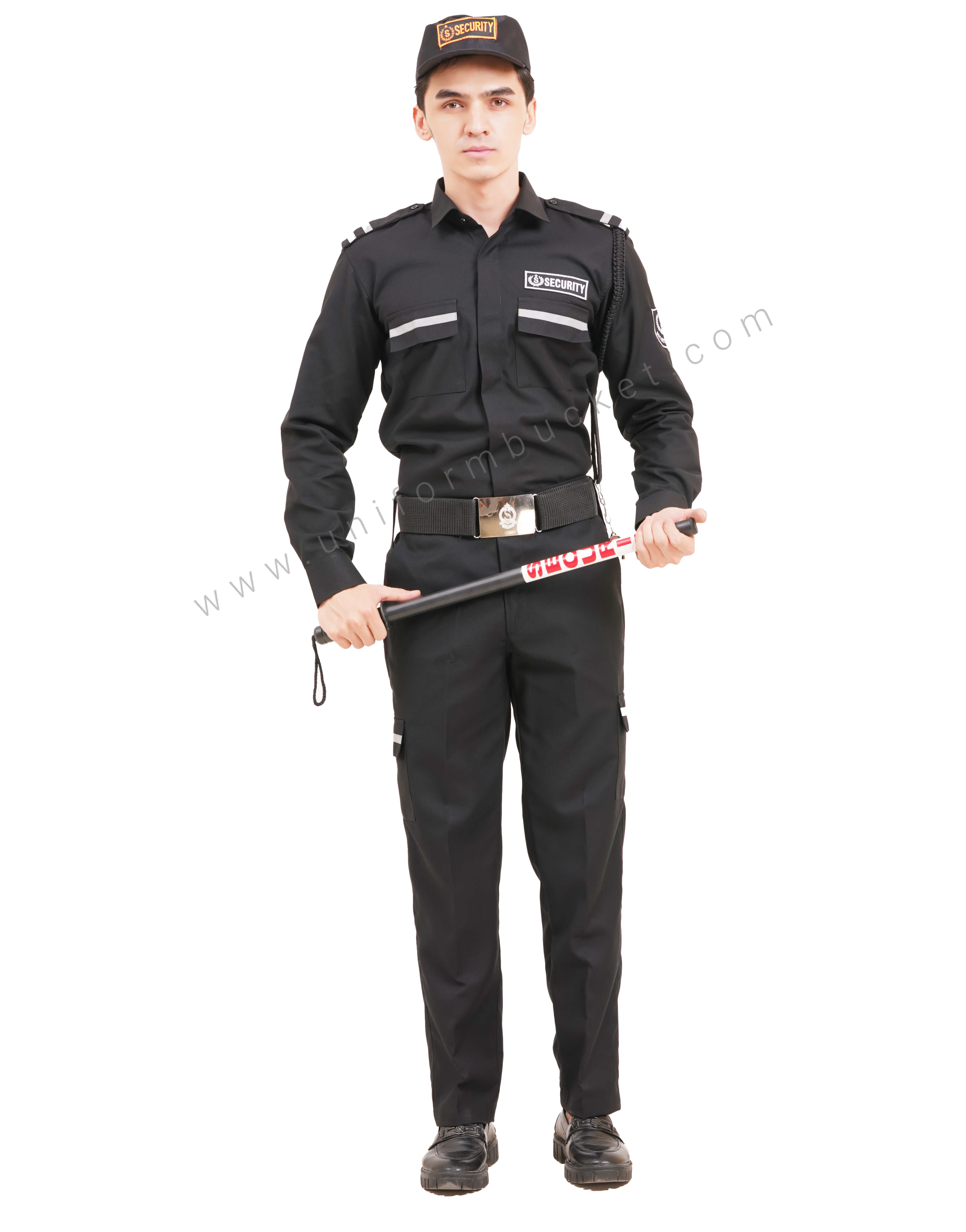 male  Security Guard Shirt  black shirt with full sleeve view 1