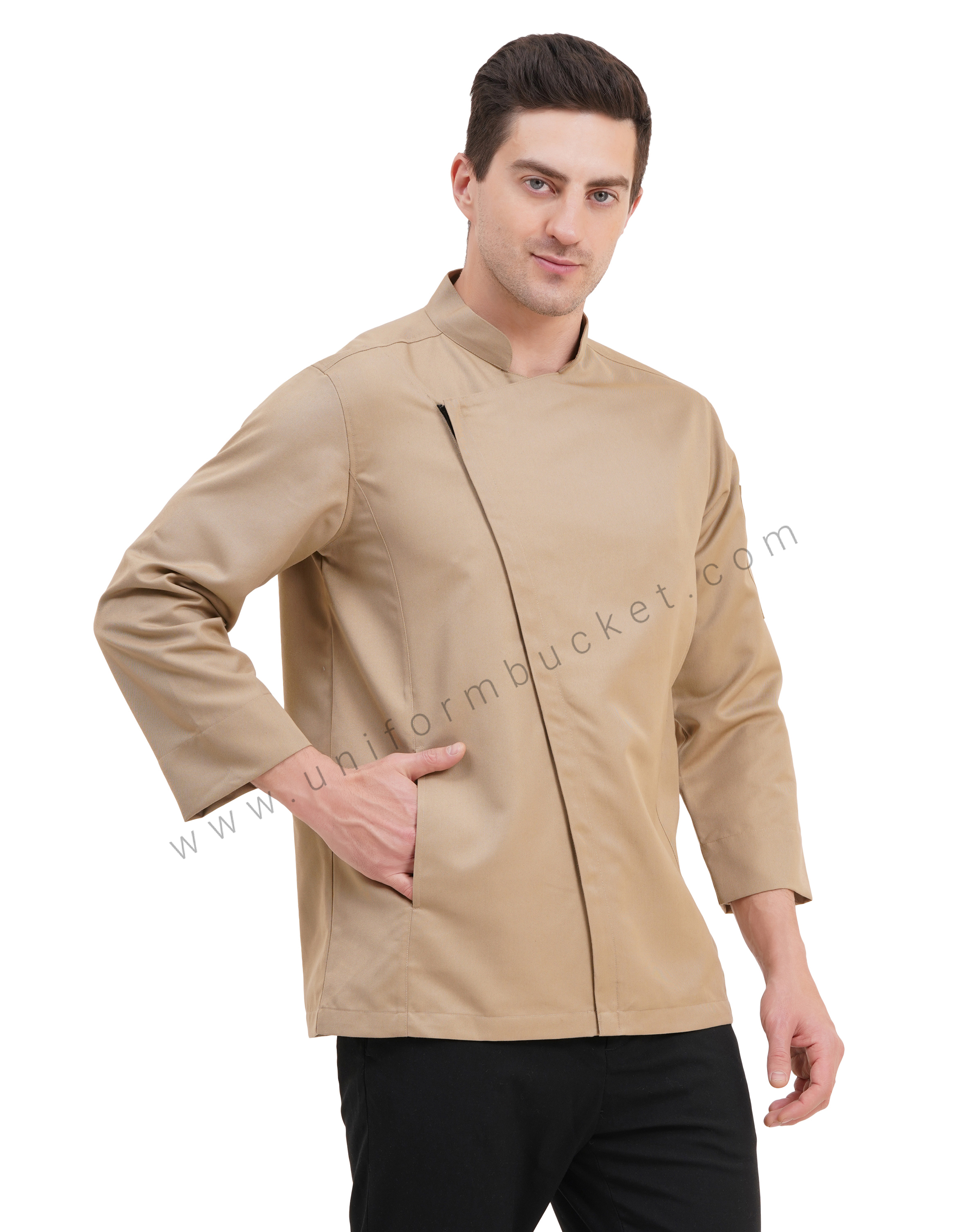 male stylish jacket look chef coat  with front zip thumbnail 2