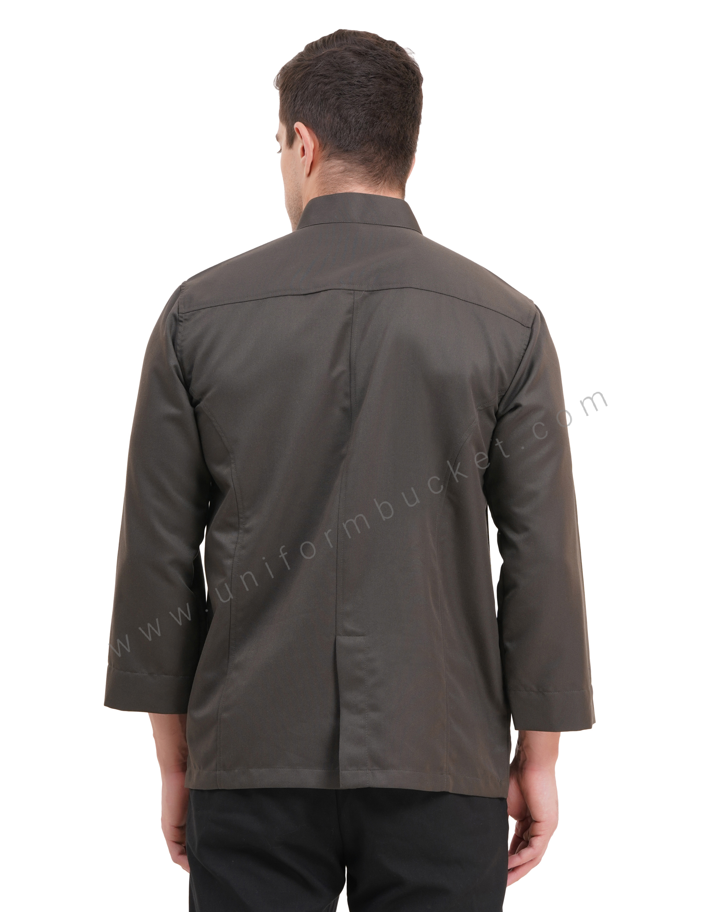 male timber green chef coat with front cross over joint pocket thumbnail 4