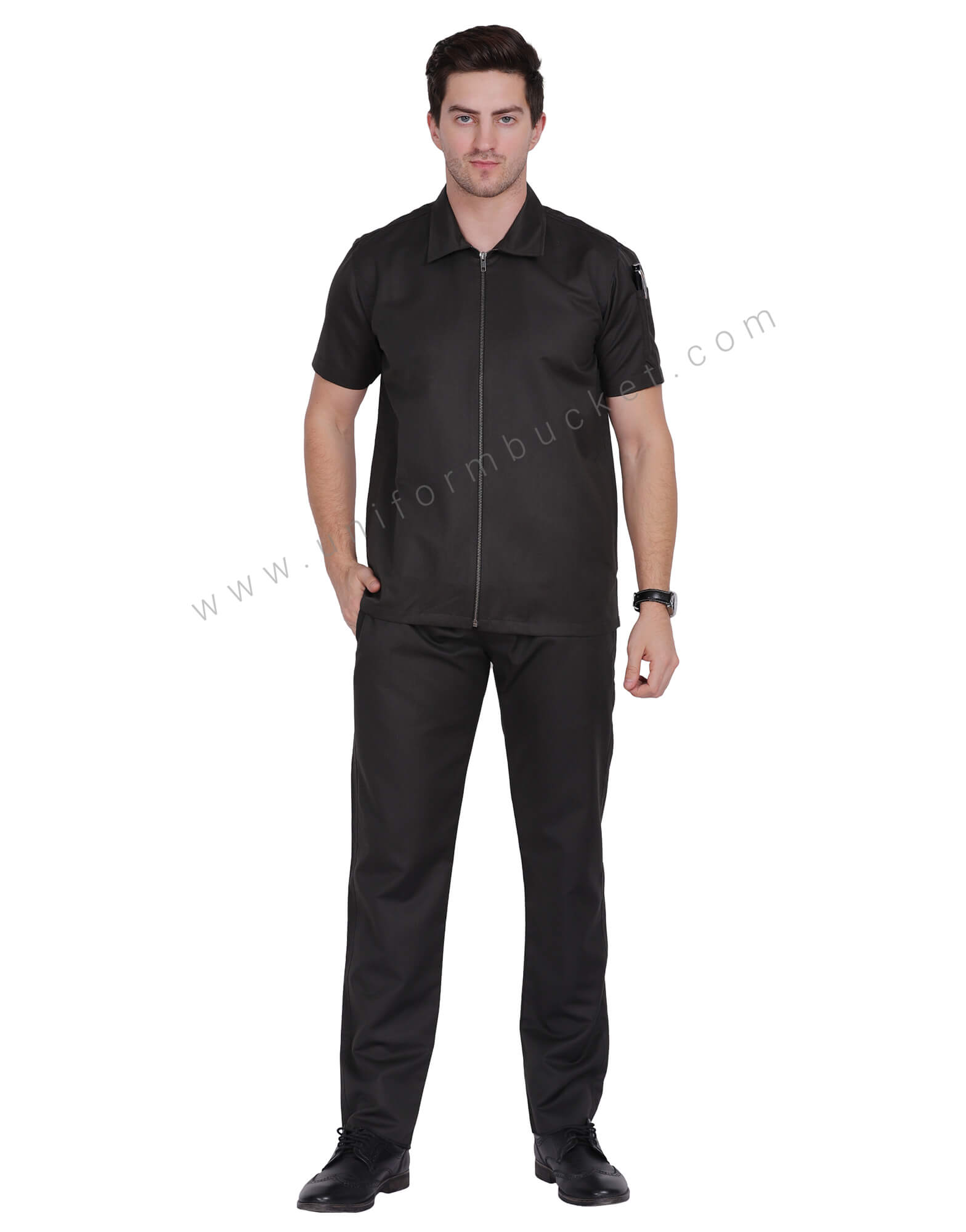 Male Timber  Green Stretch Zip Chef Coat thumbnail 2