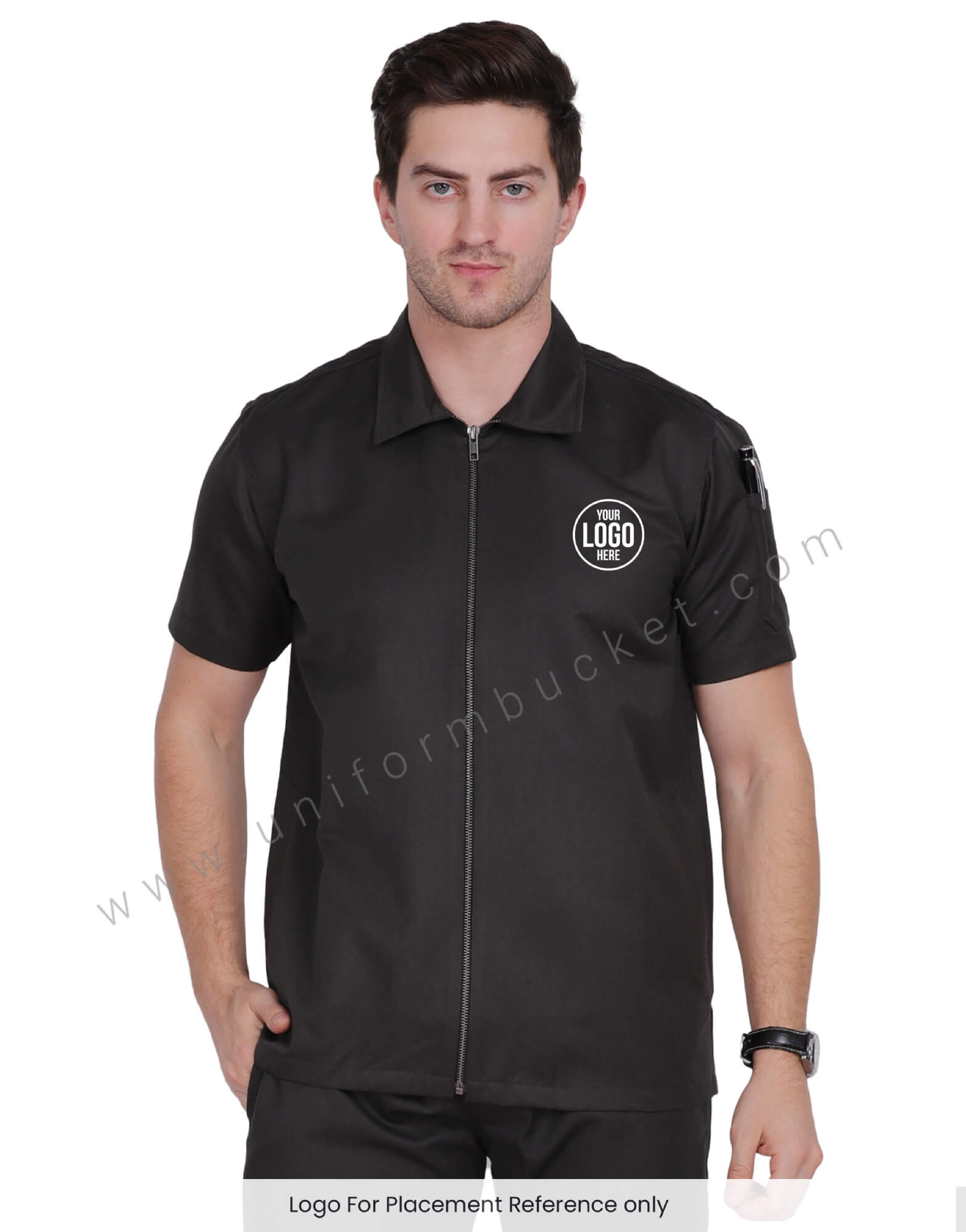 Male Timber  Green Stretch Zip Chef Coat thumbnail 4