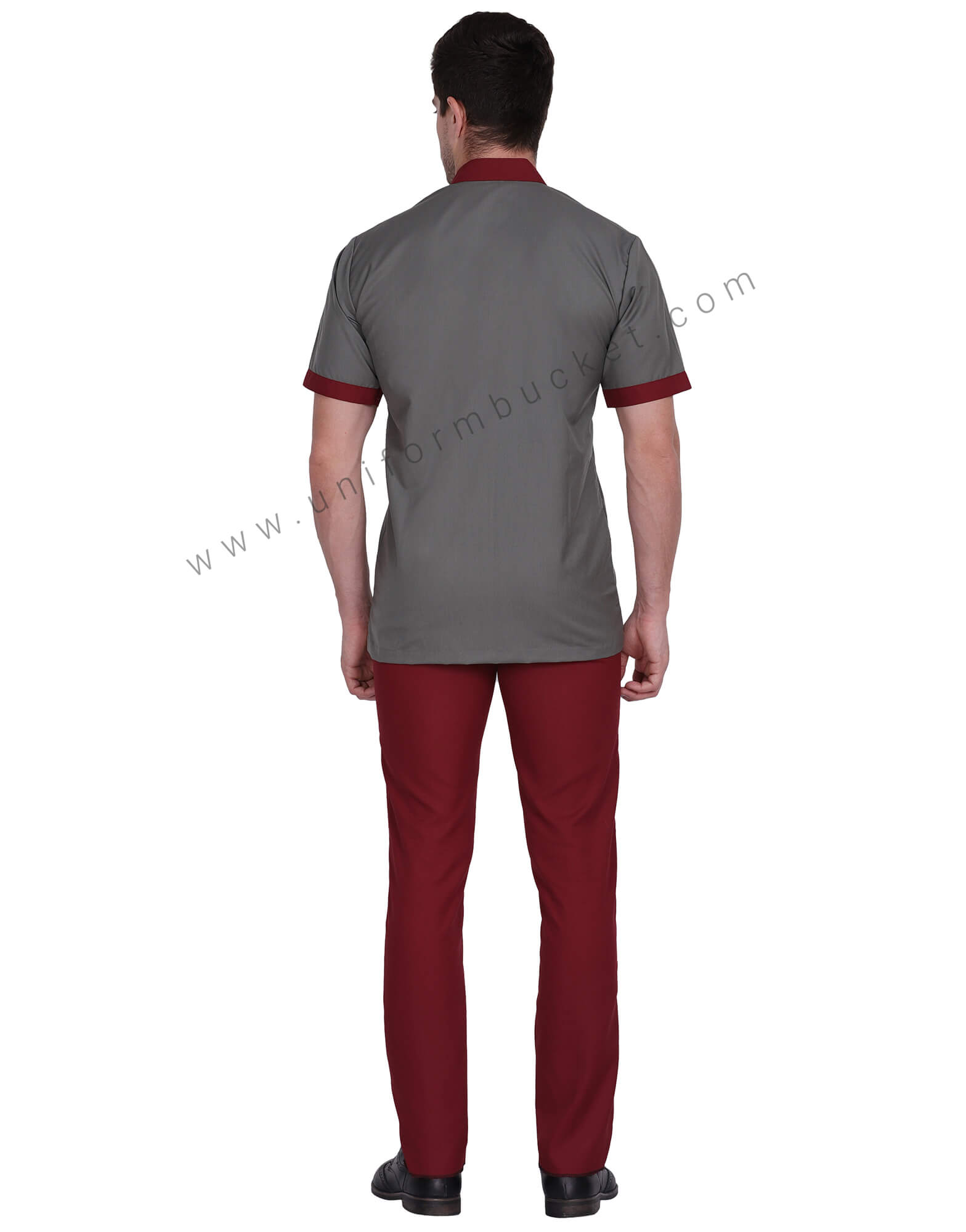 Male  V Neck Shirt With Maroon Trim thumbnail 4