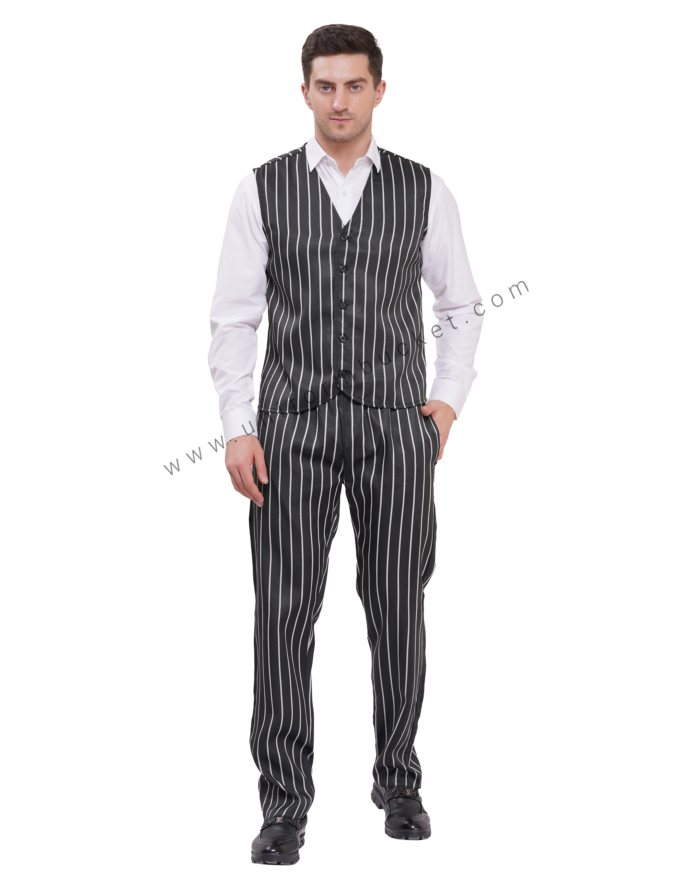 MALE VEST COAT WITH WHITE & BLACK LILING PATTERN view 1