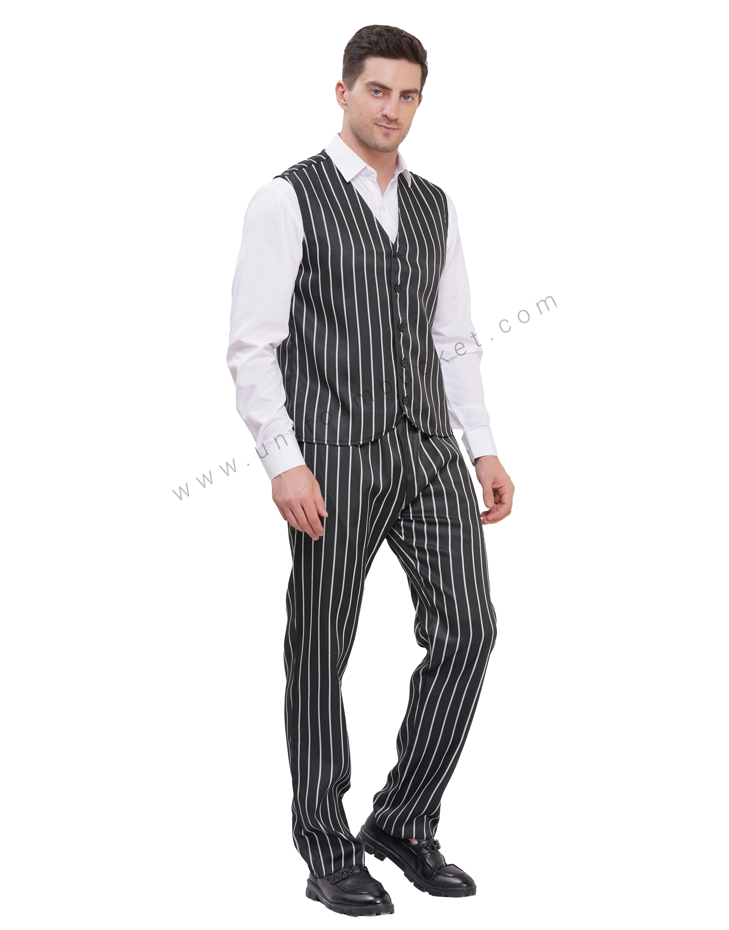 MALE VEST COAT WITH WHITE & BLACK LILING PATTERN thumbnail 4