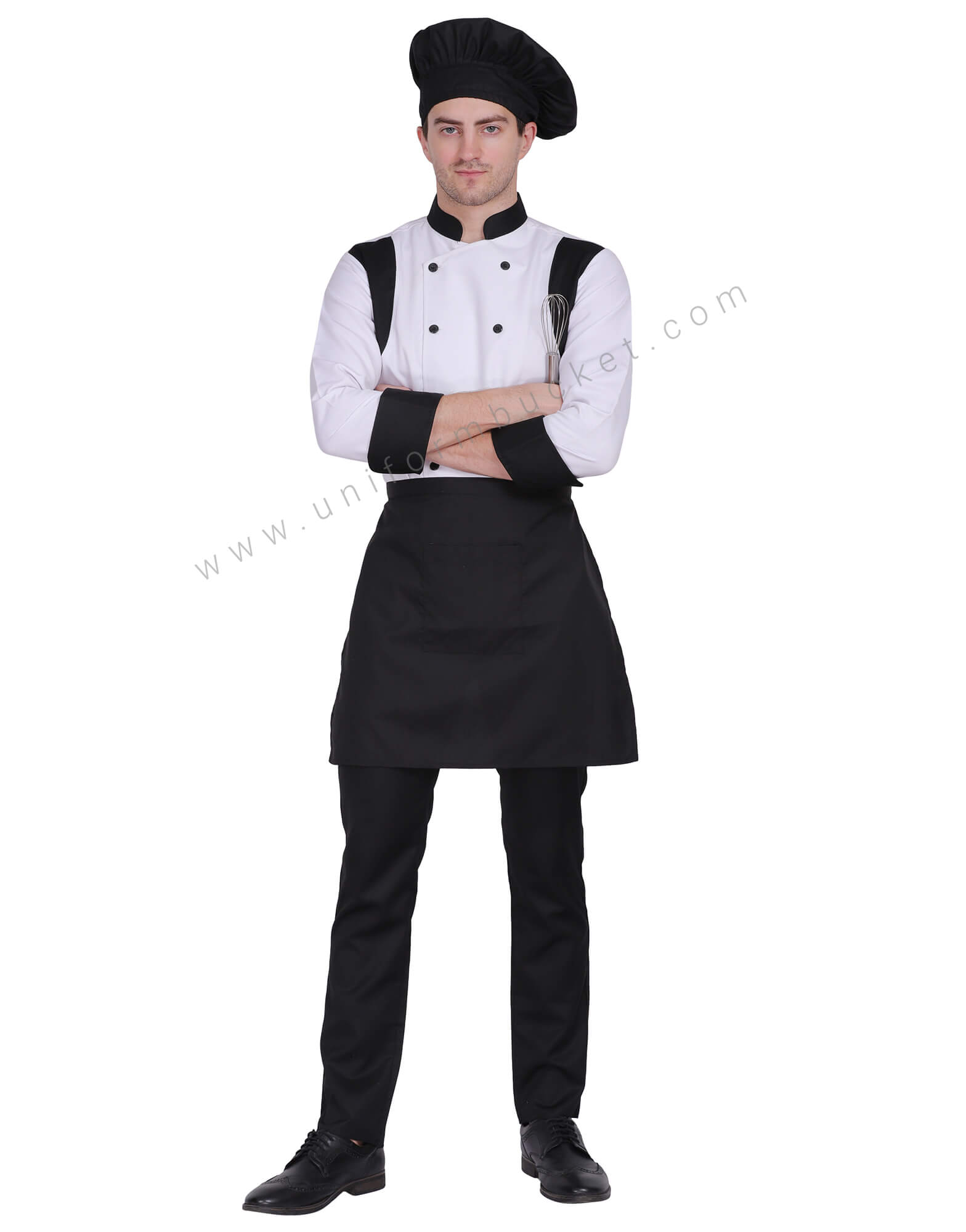 Stylish Men's White & Black Designer Chef Coat view 1