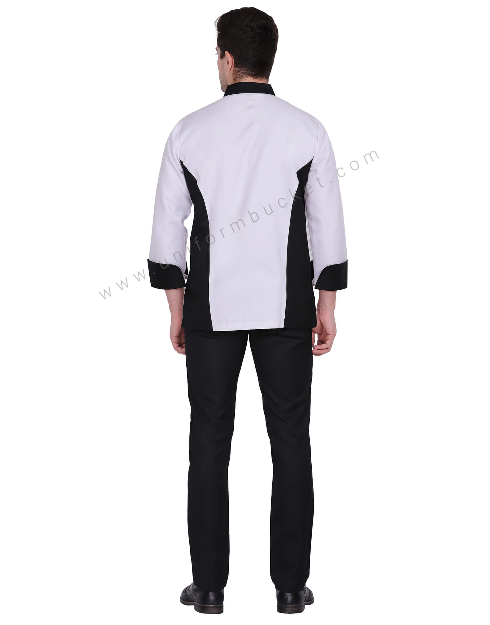 Stylish Men's White & Black Designer Chef Coat thumbnail 3