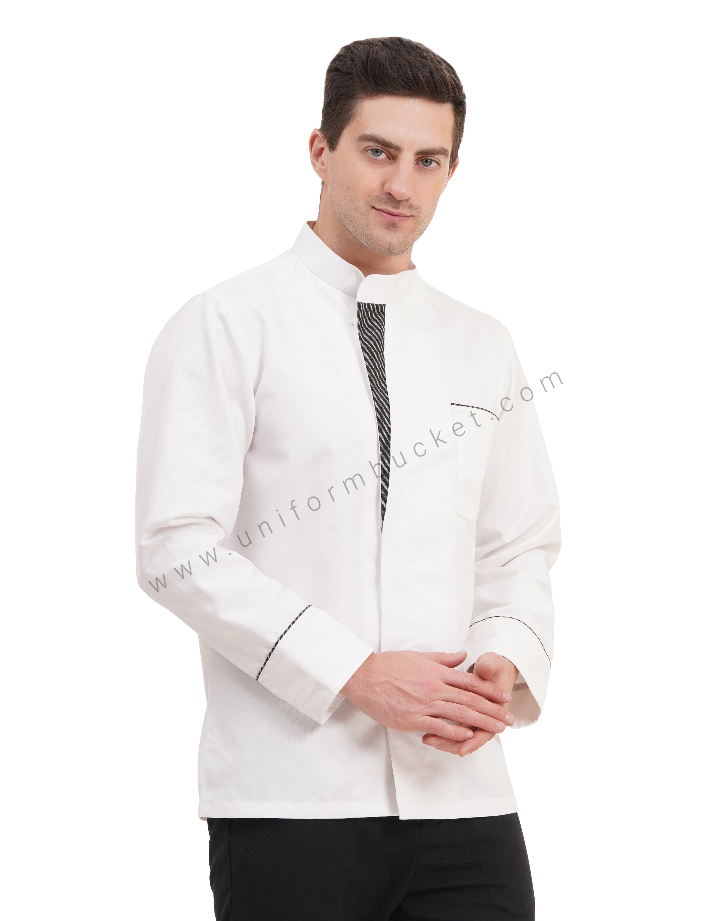 MALE WHITE CHEF COAT WITH ZEBRA PATTERN  PATCH thumbnail 3